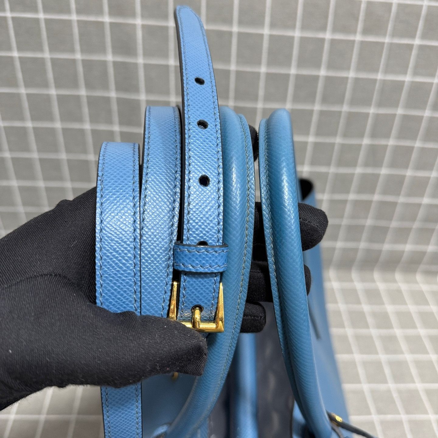 Prada Prada Double Saffiano Leather Tote Blue Size ONE SIZE - 10 Thumbnail