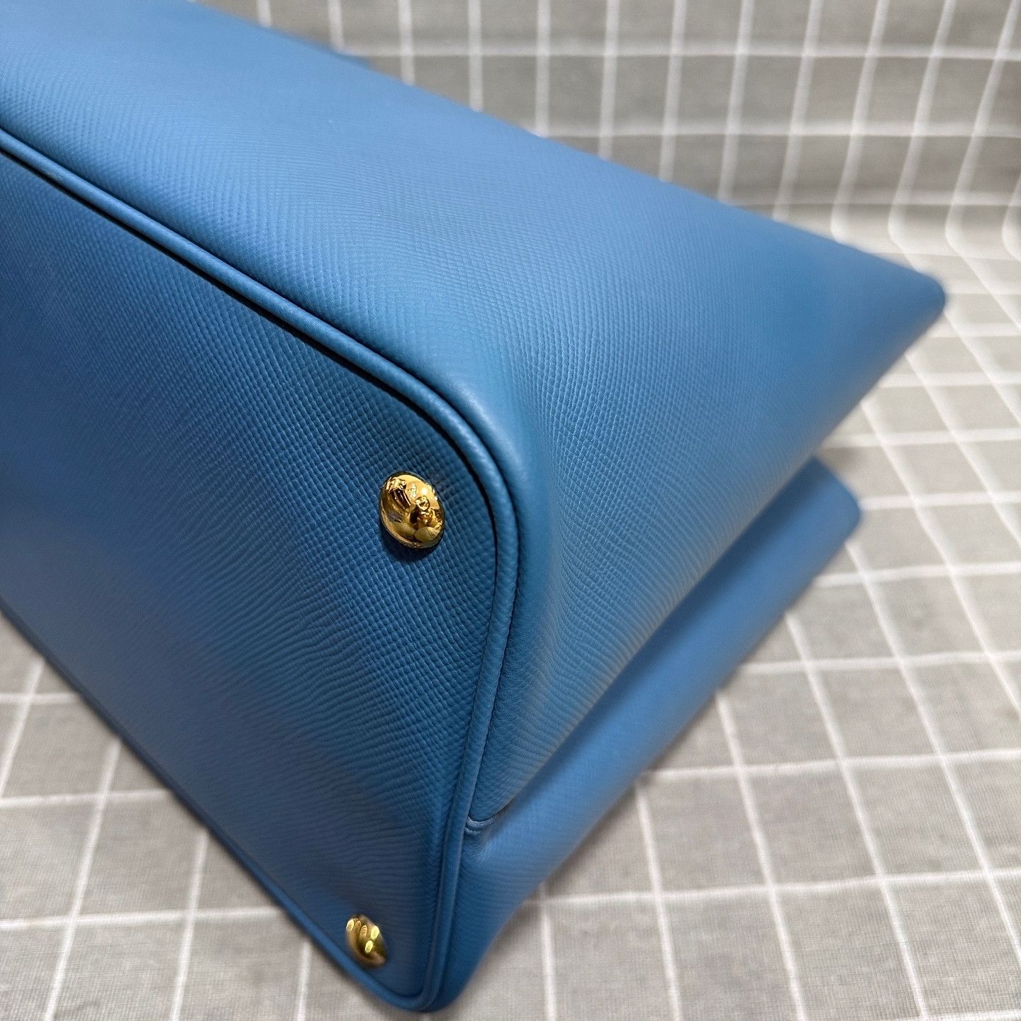 Prada Prada Double Saffiano Leather Tote Blue Size ONE SIZE - 12 Thumbnail