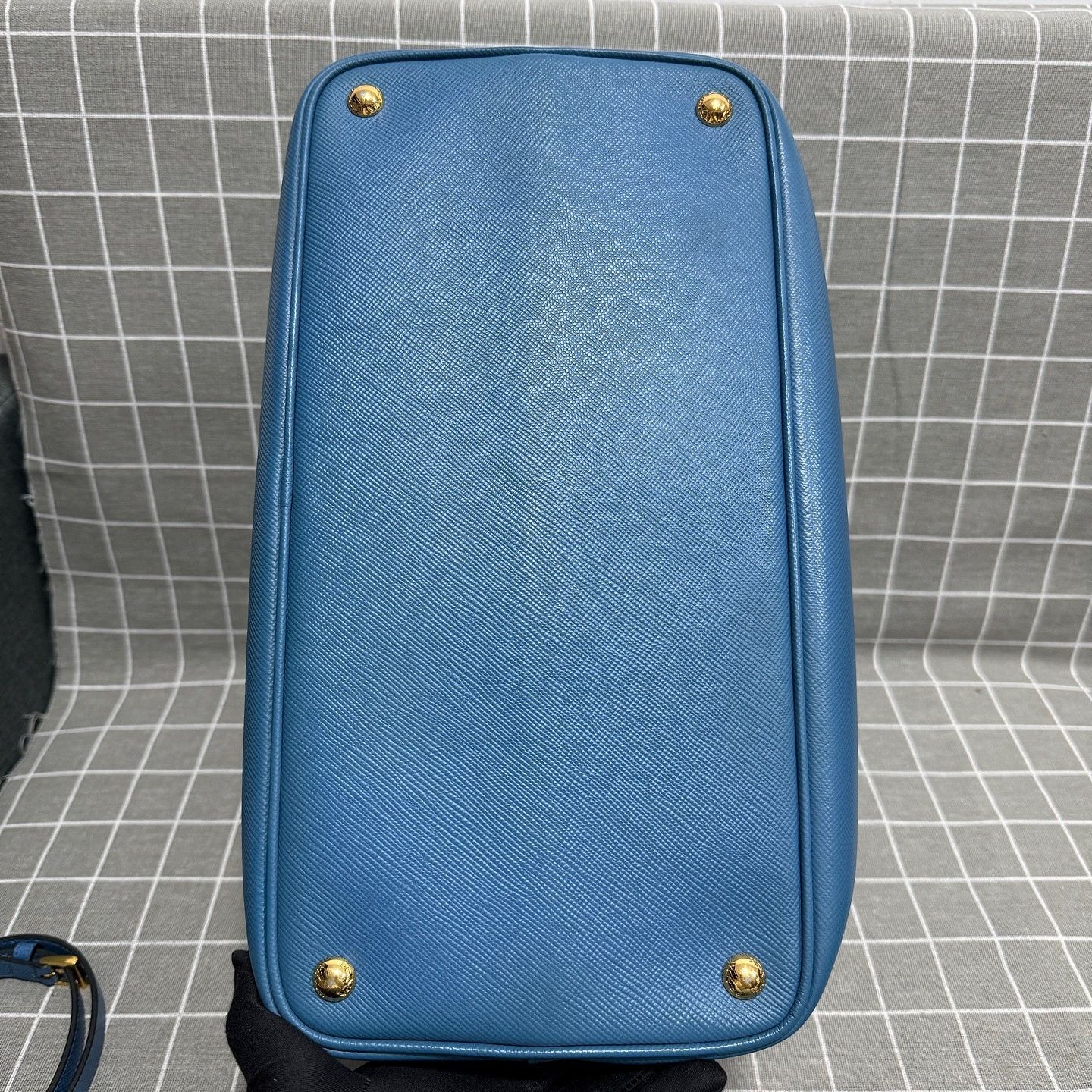 Prada Prada Double Saffiano Leather Tote Blue Size ONE SIZE - 4 Thumbnail