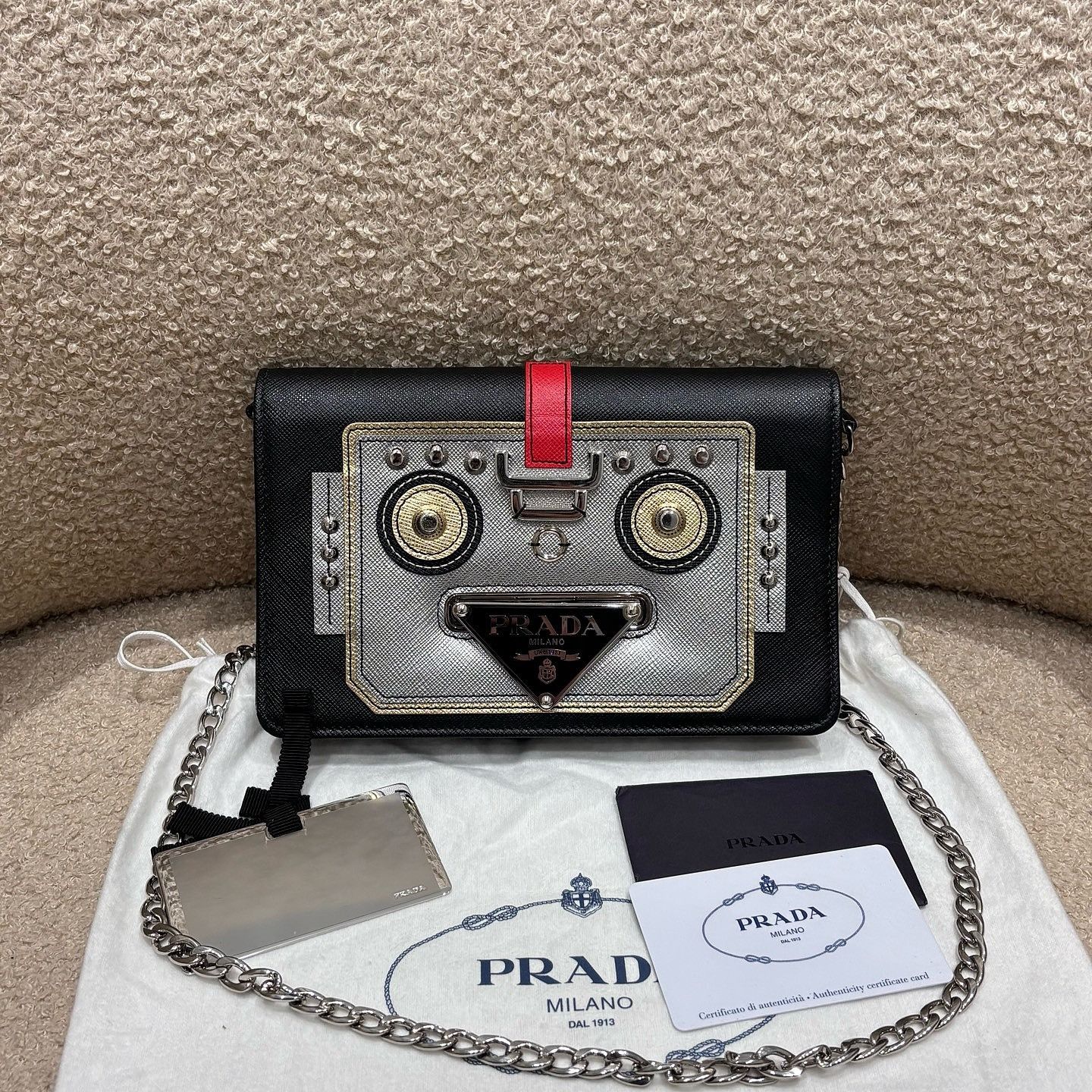 Prada Prada Robot Saffiano Leather Chain Bag One Size Size ONE SIZE - 2 Thumbnail