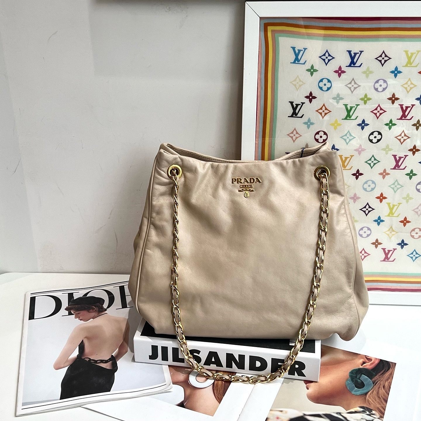 Prada Prada Gold Chain Leather Shoulder Bag ONE SIZE Size ONE SIZE - 2 Thumbnail