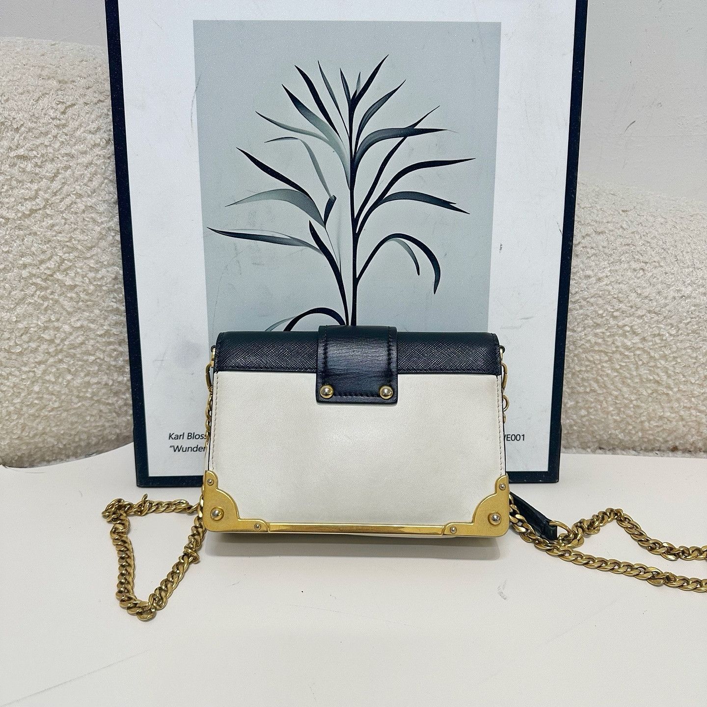 Prada Prada Two-Tone Leather Cahier Shoulder Bag Size ONE SIZE - 3 Thumbnail