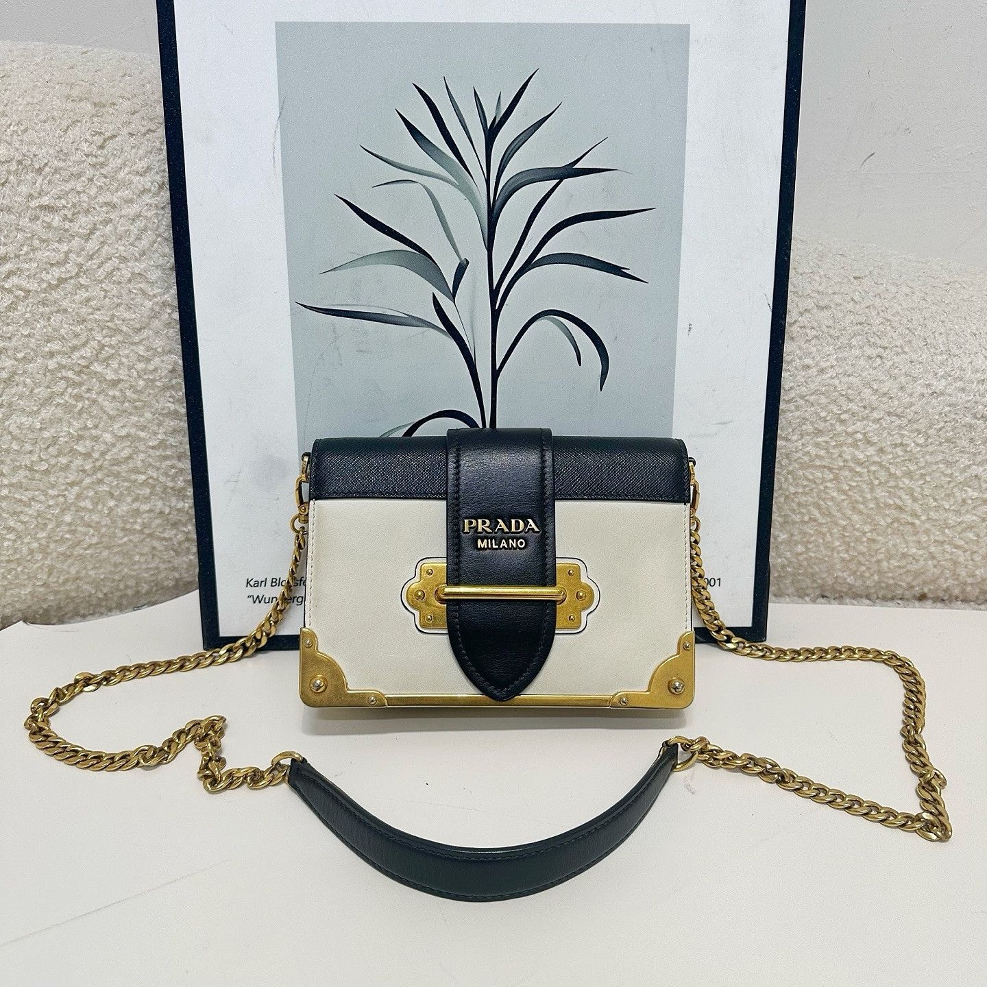 Prada Prada Two-Tone Leather Cahier Shoulder Bag Size ONE SIZE - 2 Thumbnail