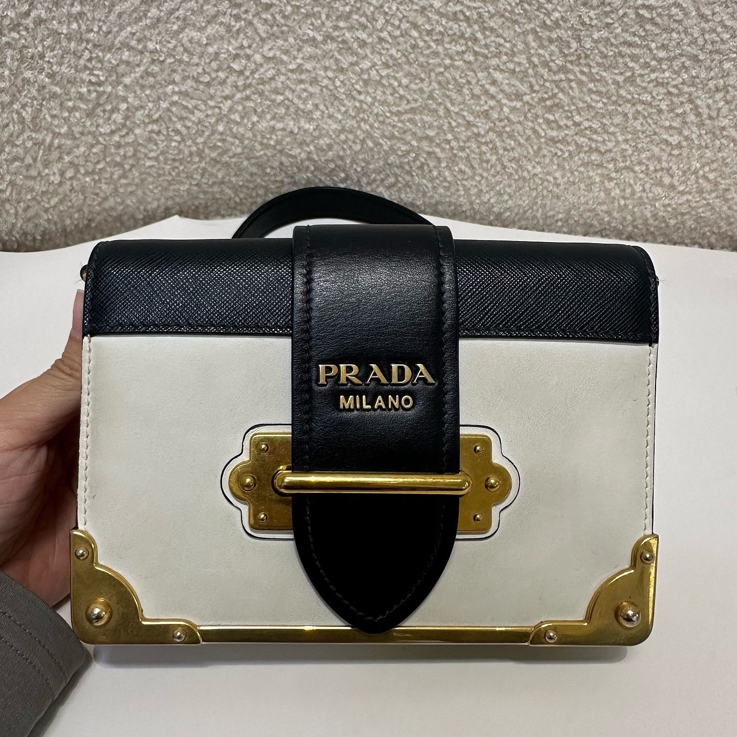 Prada Prada Two-Tone Leather Cahier Shoulder Bag Size ONE SIZE - 8 Thumbnail