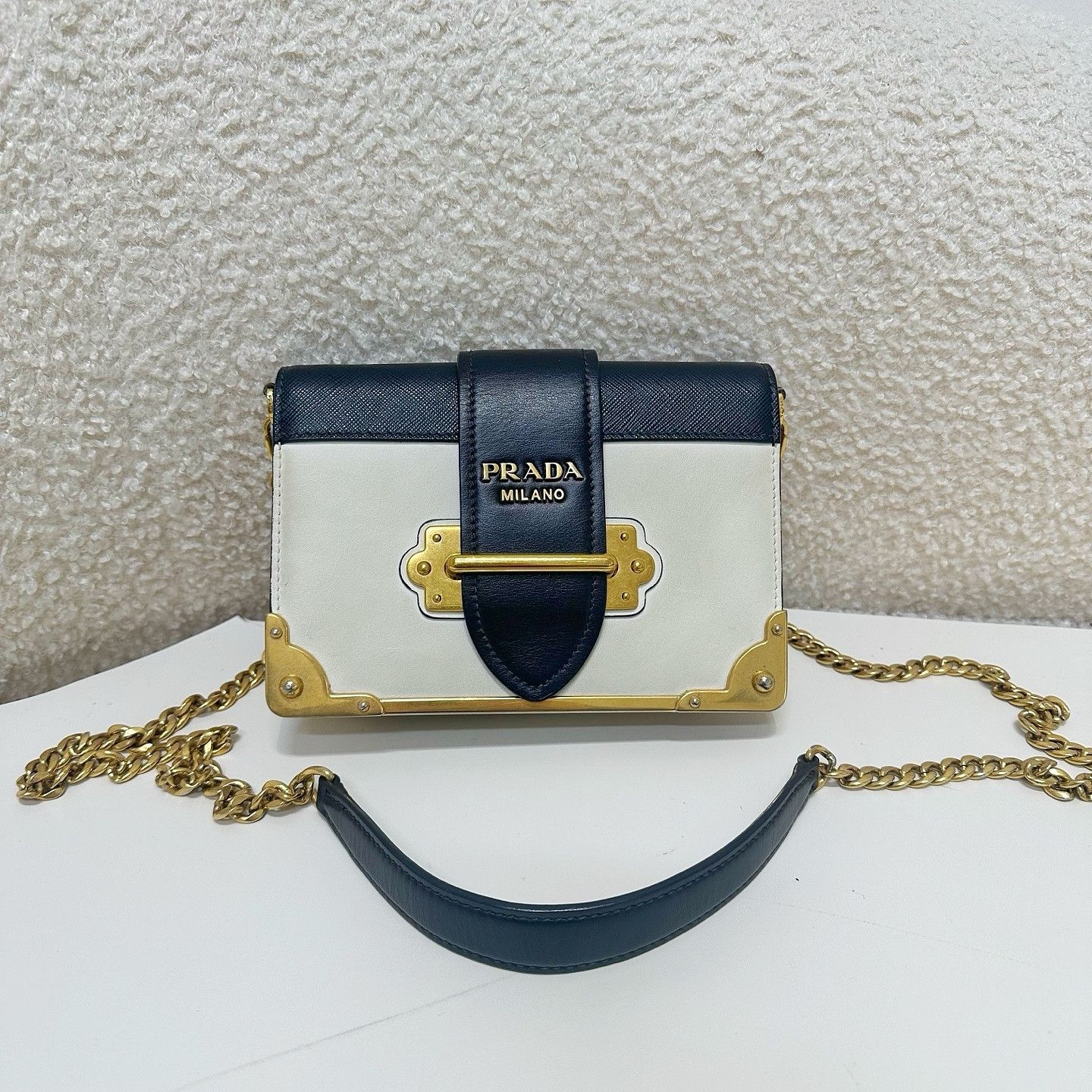 Prada Prada Two-Tone Leather Cahier Shoulder Bag Size ONE SIZE - 16 Thumbnail