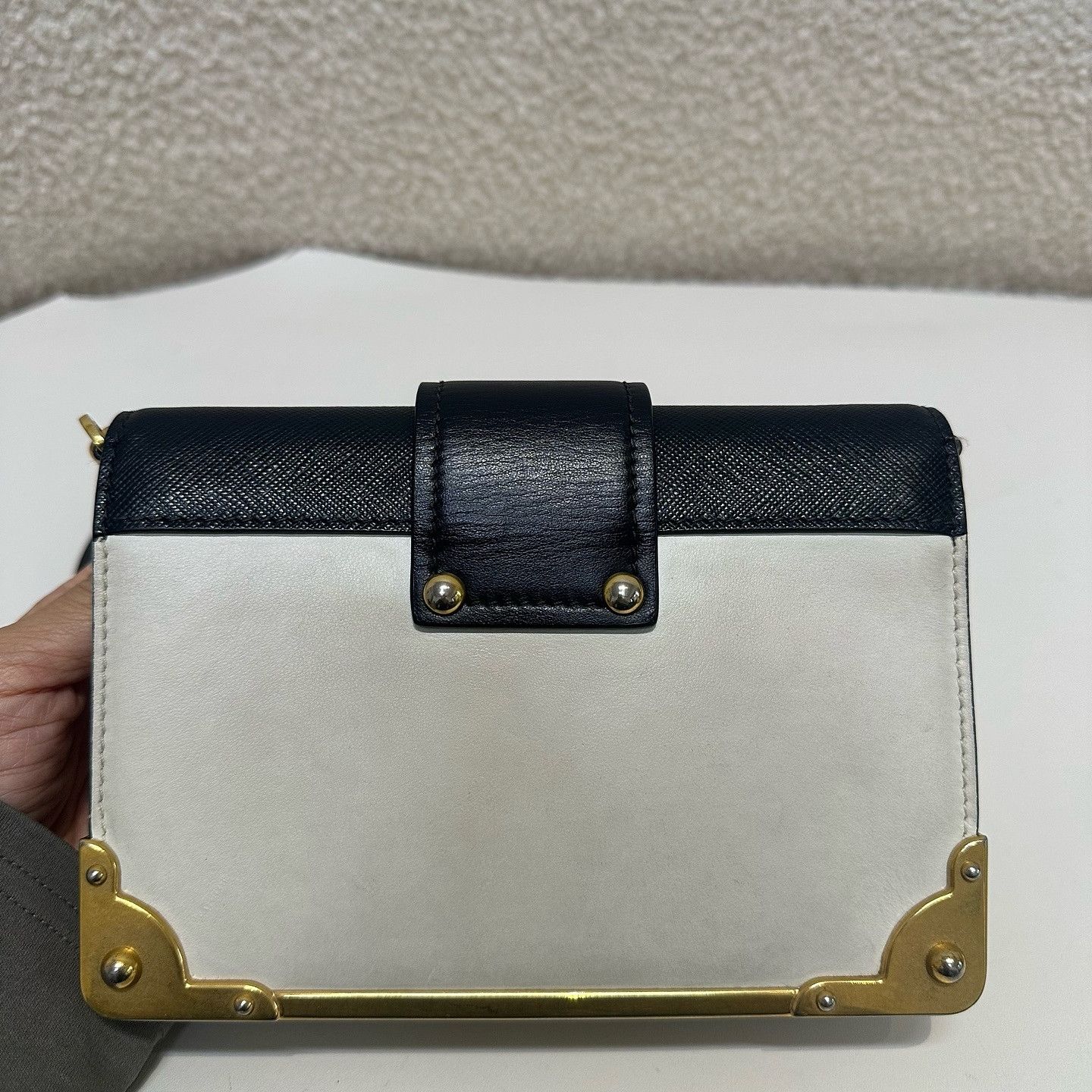 Prada Prada Two-Tone Leather Cahier Shoulder Bag Size ONE SIZE - 11 Thumbnail