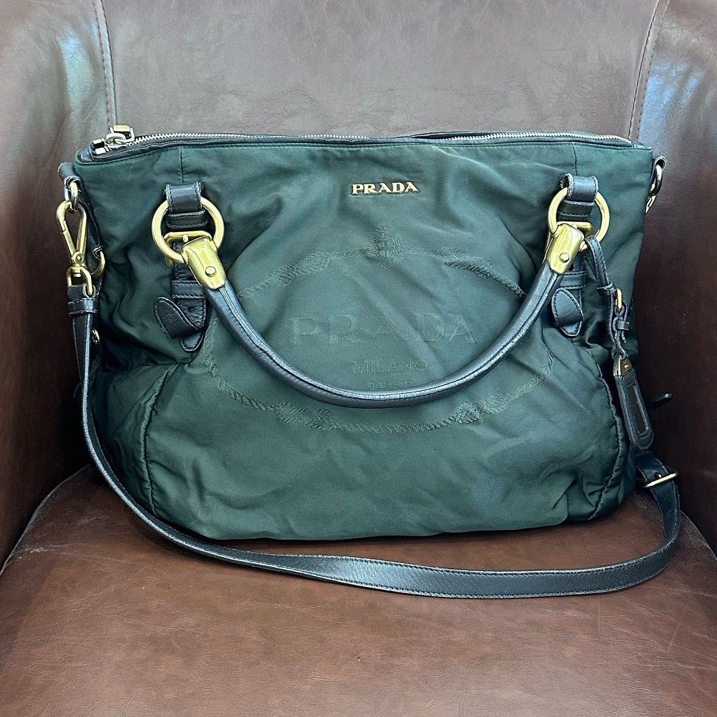 Prada Prada Green Nylon Handle Bag Size ONE SIZE - 2 Thumbnail