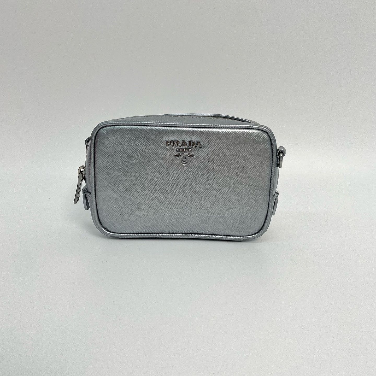 Prada Prada Silver Saffiano Leather Crossbody Bag Size ONE SIZE - 2 Thumbnail