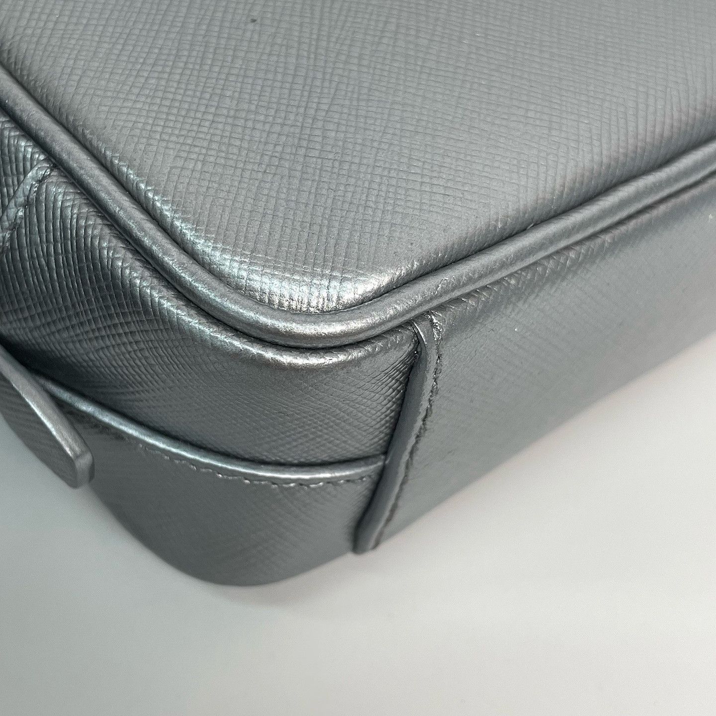 Prada Prada Silver Saffiano Leather Crossbody Bag Size ONE SIZE - 13 Thumbnail