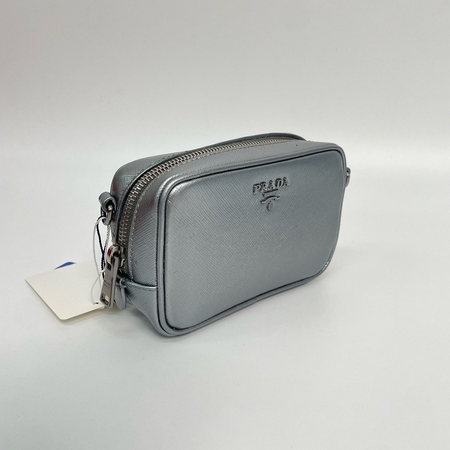 Prada Prada Silver Saffiano Leather Crossbody Bag Size ONE SIZE - 9 Thumbnail