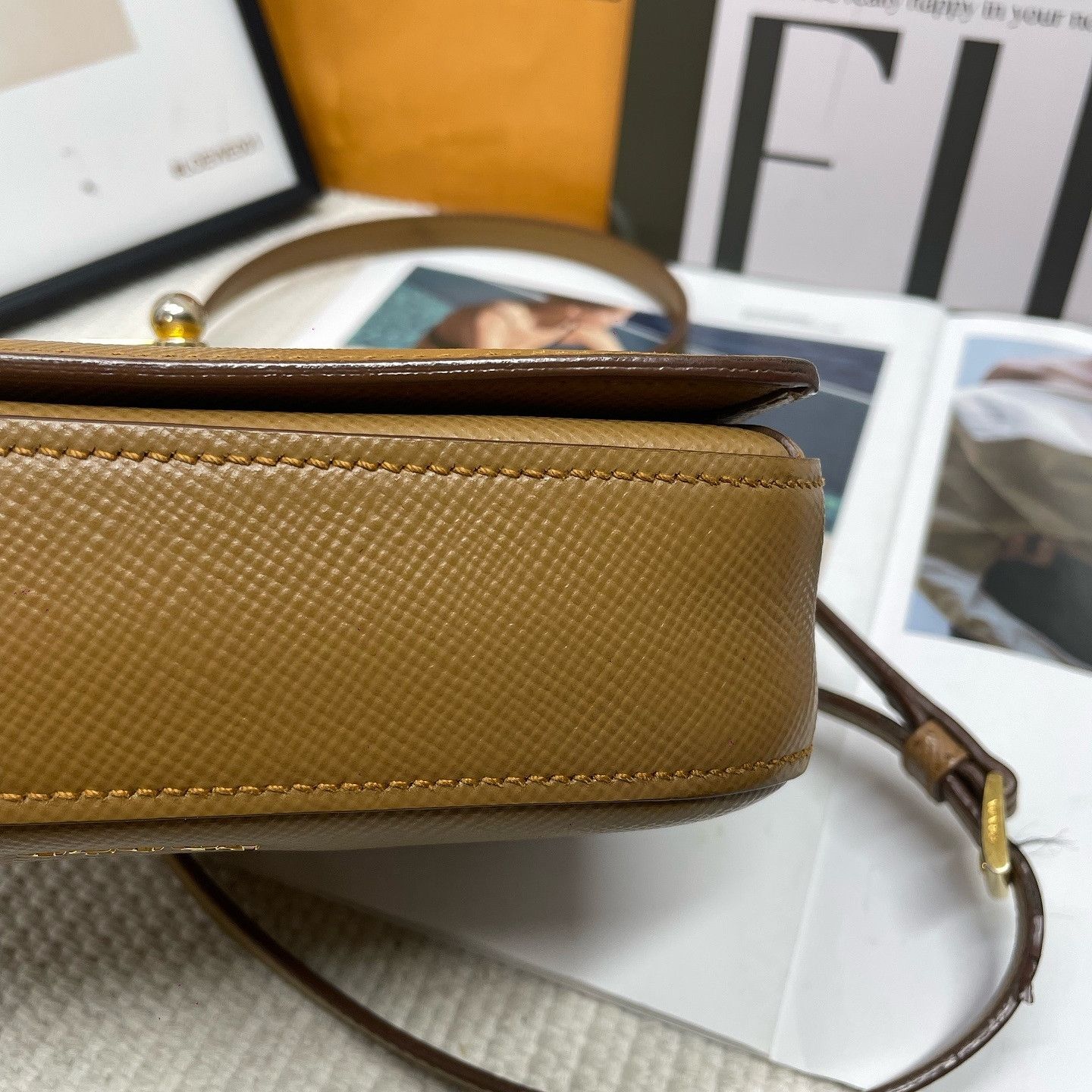 Prada Prada Two-Tone Saffiano Leather Shoulder Bag Size ONE SIZE - 16 Thumbnail