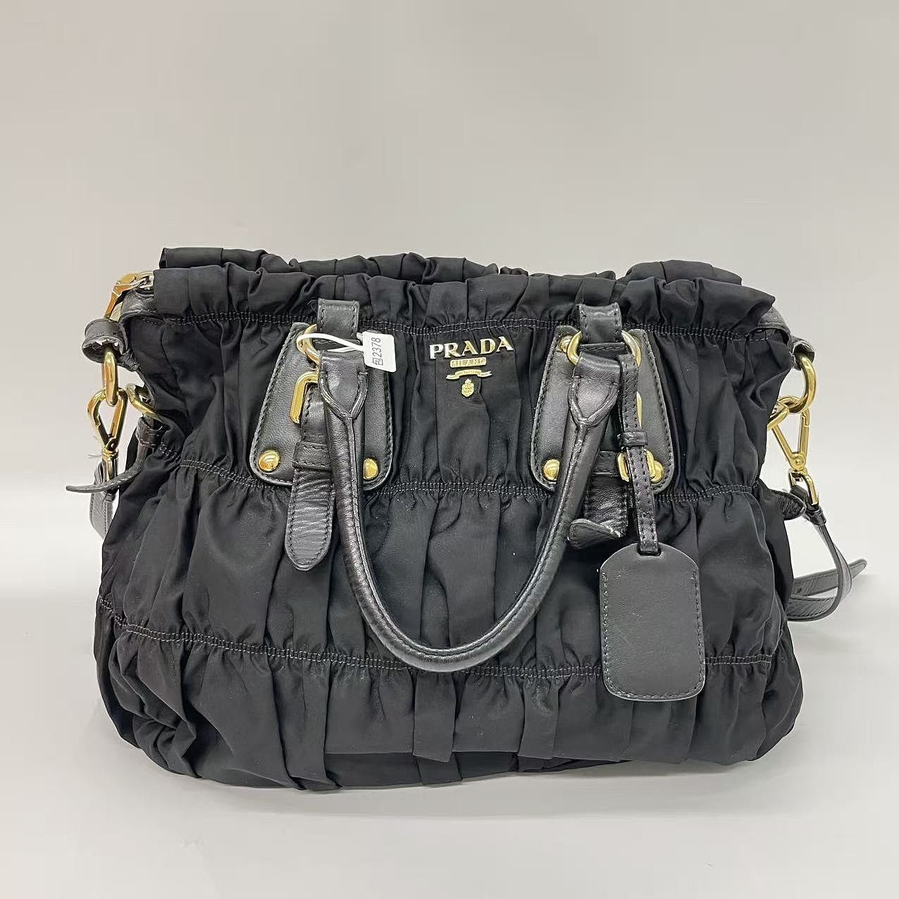 Prada Prada Ruched Nylon Gold Hardware Shoulder Bag Size ONE SIZE - 2 Thumbnail