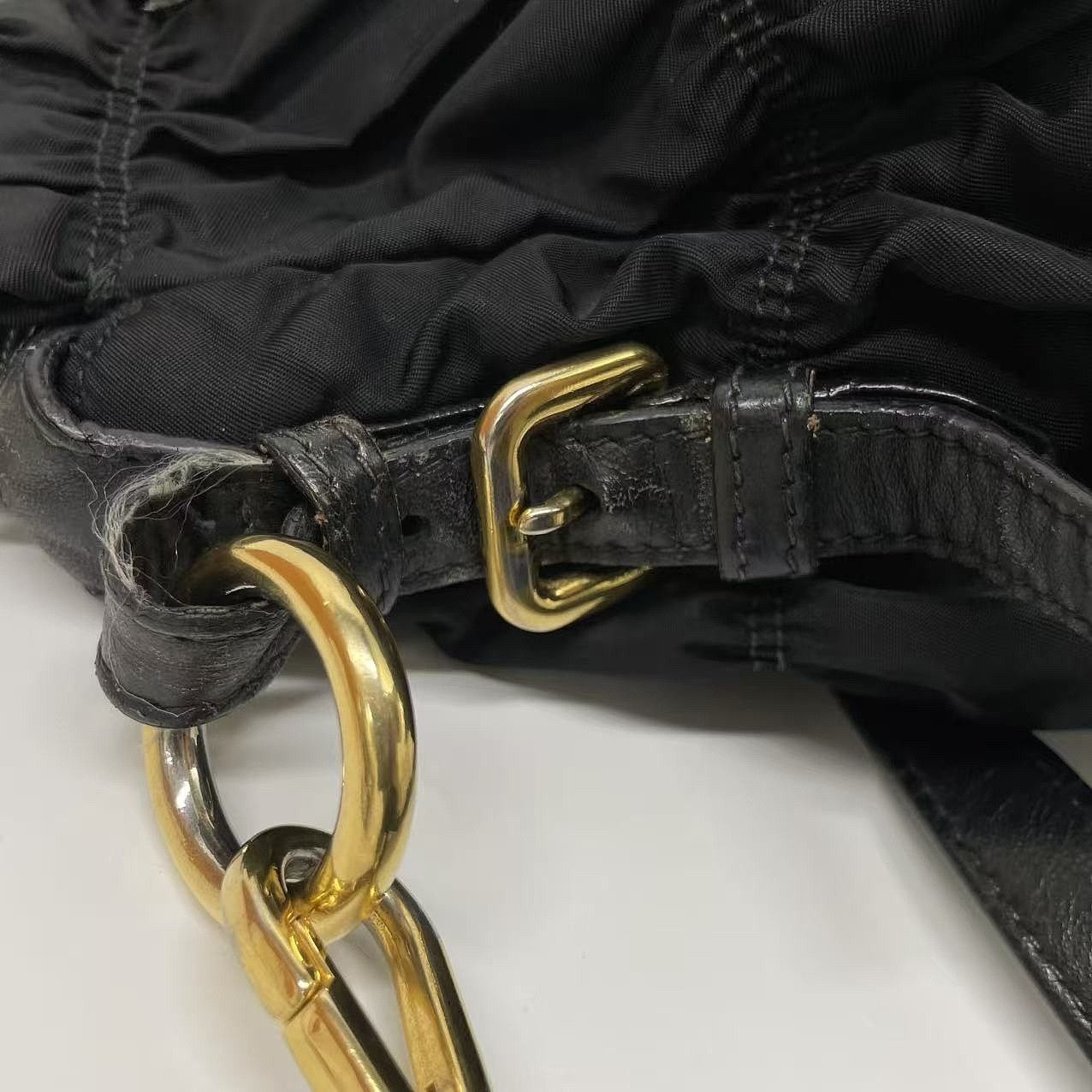 Prada Prada Ruched Nylon Gold Hardware Shoulder Bag Size ONE SIZE - 17 Thumbnail