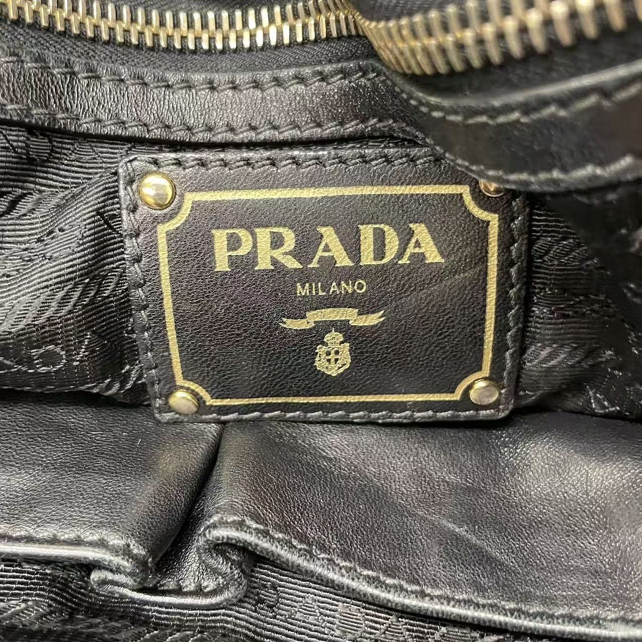 Prada Prada Ruched Nylon Gold Hardware Shoulder Bag Size ONE SIZE - 8 Thumbnail