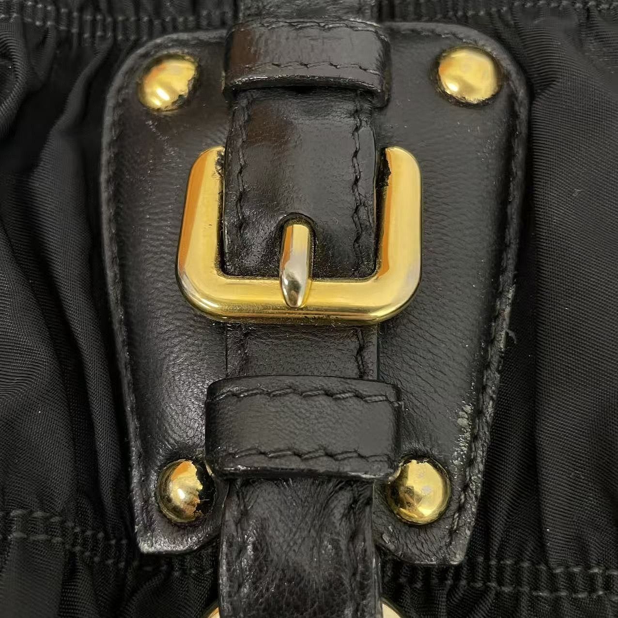 Prada Prada Ruched Nylon Gold Hardware Shoulder Bag Size ONE SIZE - 15 Thumbnail