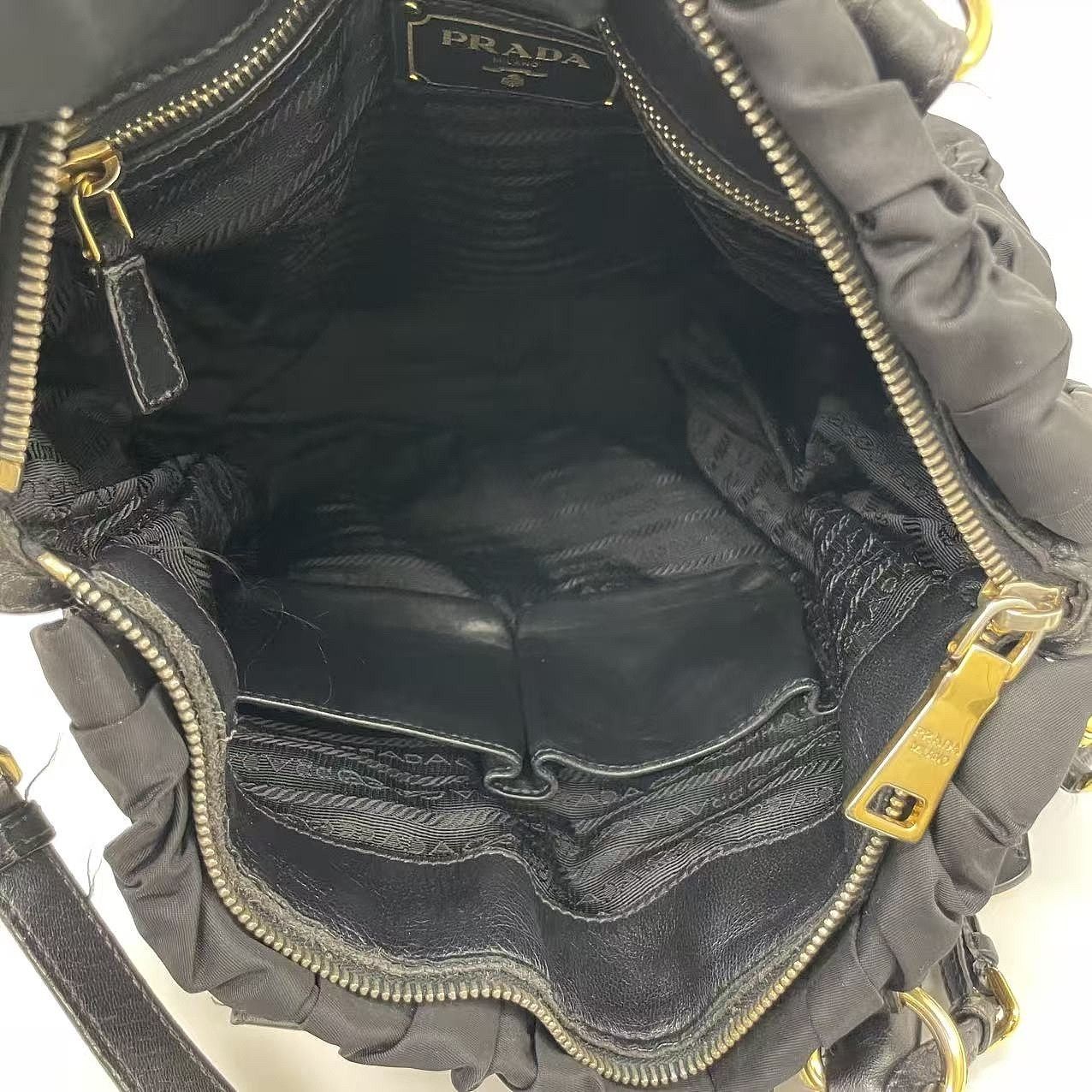 Prada Prada Ruched Nylon Gold Hardware Shoulder Bag Size ONE SIZE - 5 Thumbnail