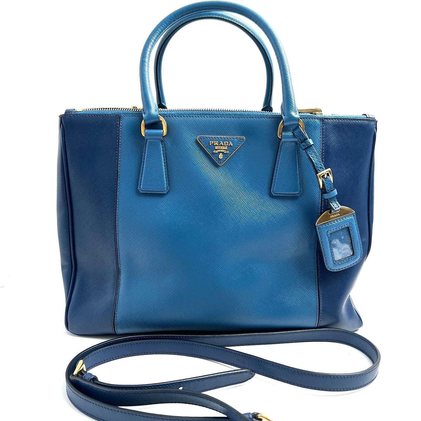 Prada Prada Saffiano Leather Tote Bag Blue Size ONE SIZE - 2 Thumbnail