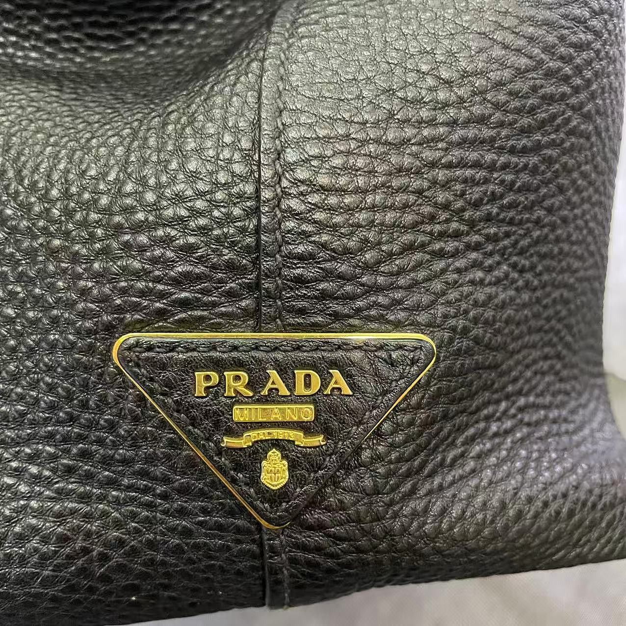 Prada Prada Embossed Logo Hobo Bag Black One Size Size ONE SIZE - 10 Thumbnail
