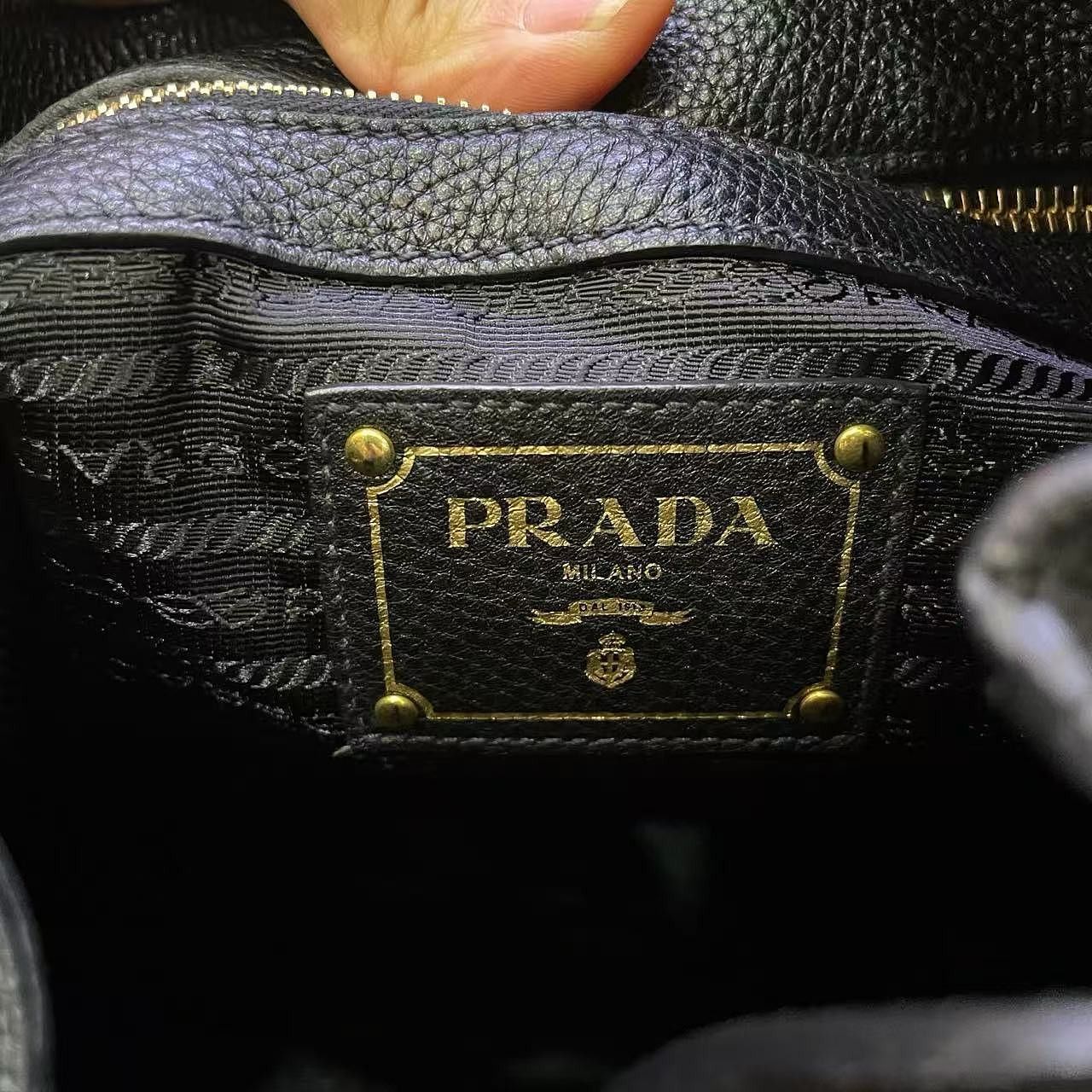Prada Prada Embossed Logo Hobo Bag Black One Size Size ONE SIZE - 9 Thumbnail