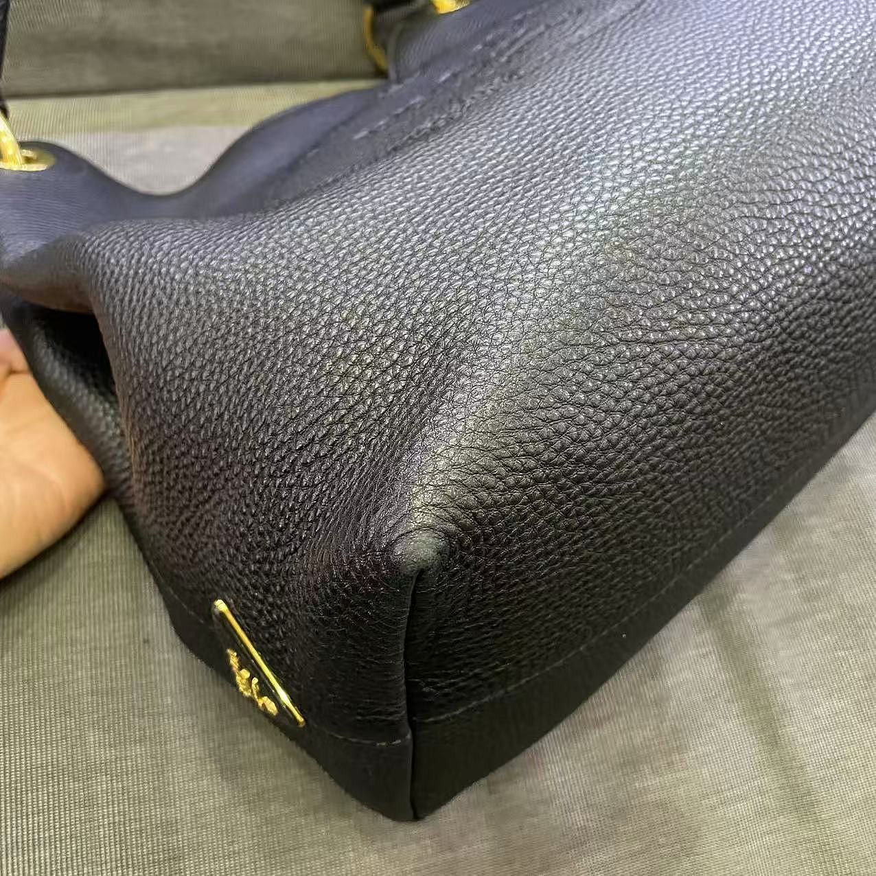Prada Prada Embossed Logo Hobo Bag Black One Size Size ONE SIZE - 8 Thumbnail