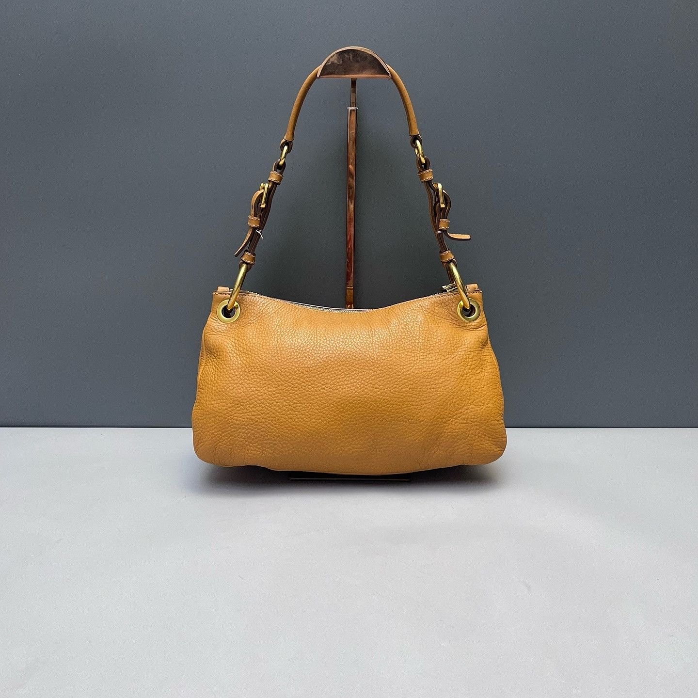 Prada Prada Orange Pebble Leather Shoulder Bag Size ONE SIZE - 3 Thumbnail