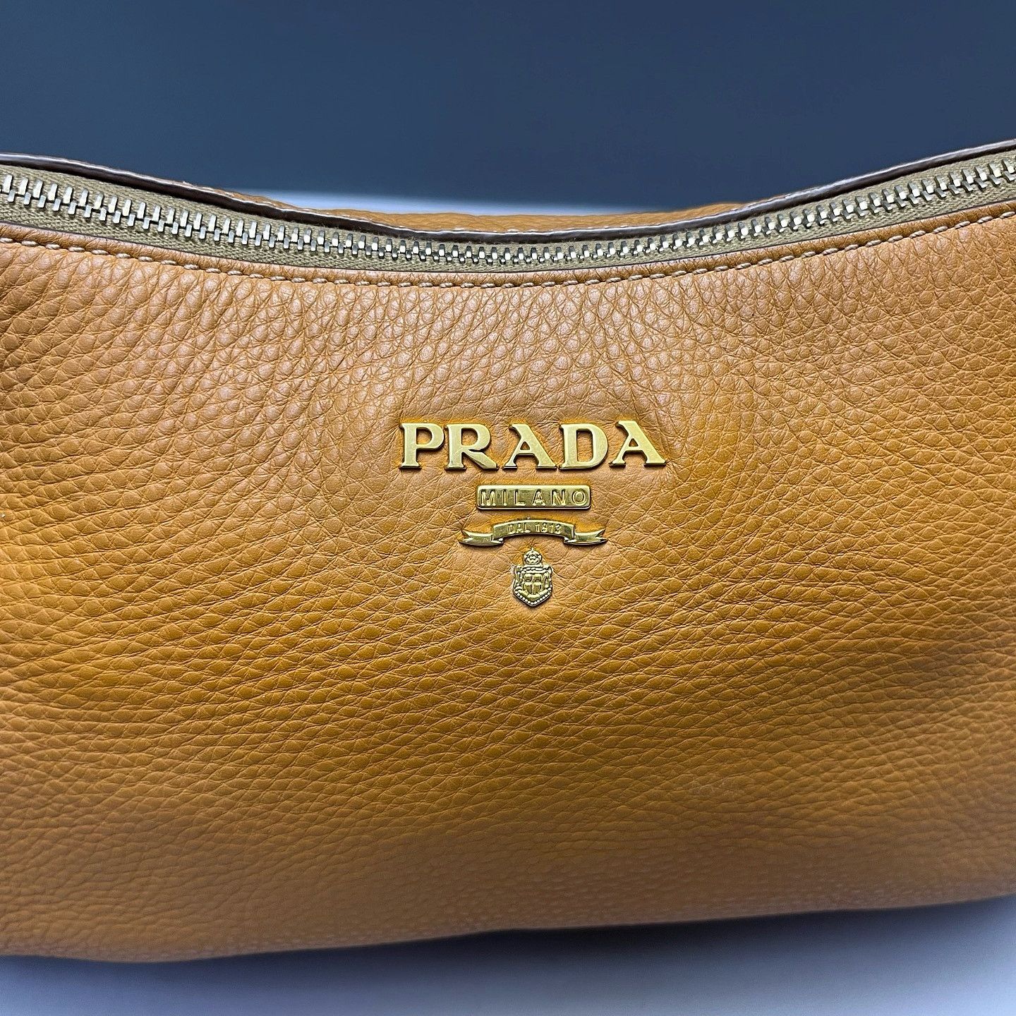 Prada Prada Orange Pebble Leather Shoulder Bag Size ONE SIZE - 15 Thumbnail