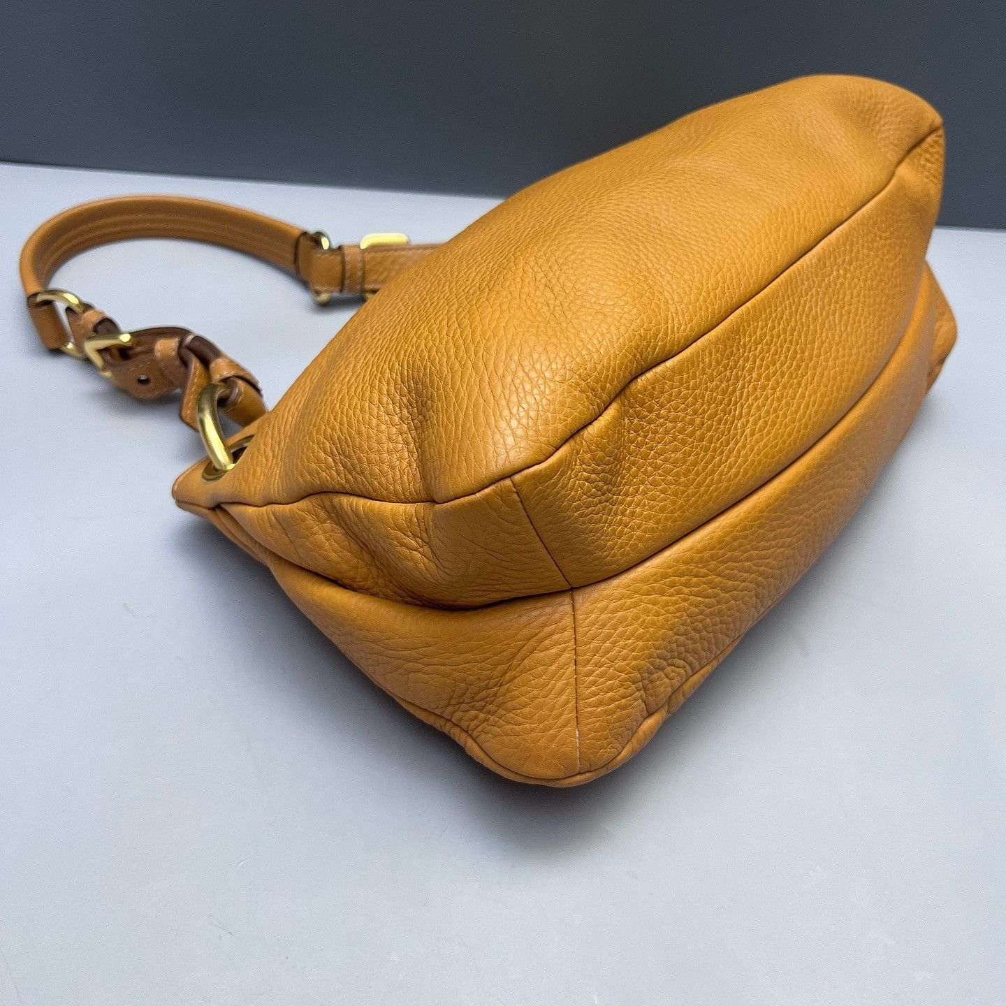 Prada Prada Orange Pebble Leather Shoulder Bag Size ONE SIZE - 4 Thumbnail