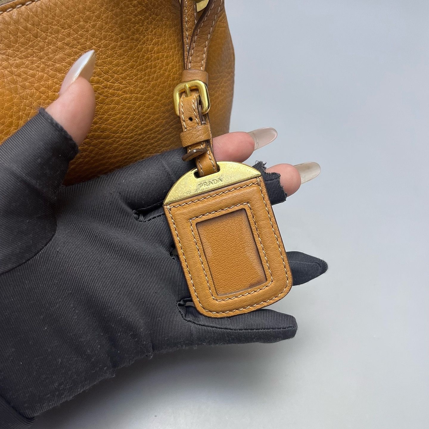 Prada Prada Orange Pebble Leather Shoulder Bag Size ONE SIZE - 20 Thumbnail
