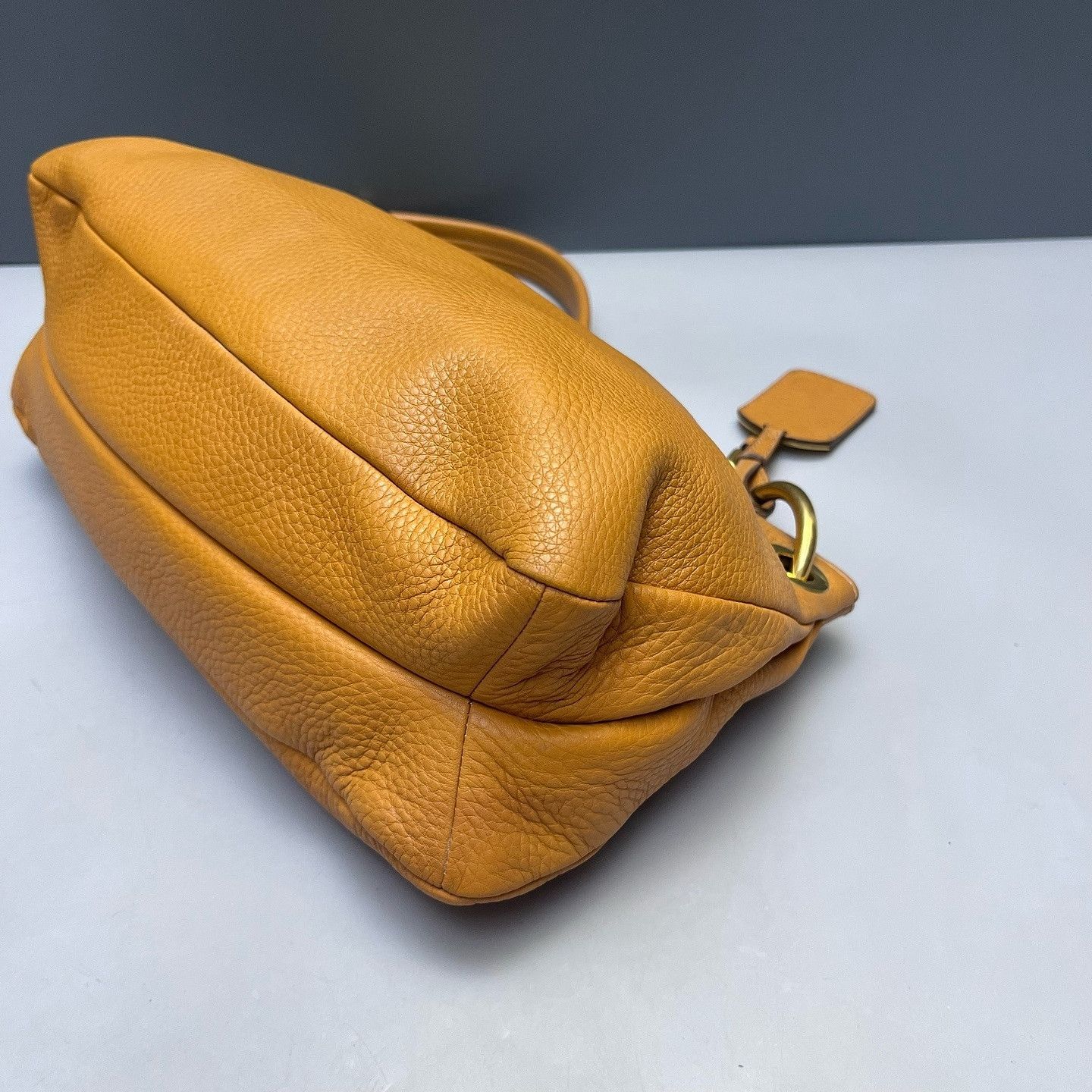 Prada Prada Orange Pebble Leather Shoulder Bag Size ONE SIZE - 5 Thumbnail