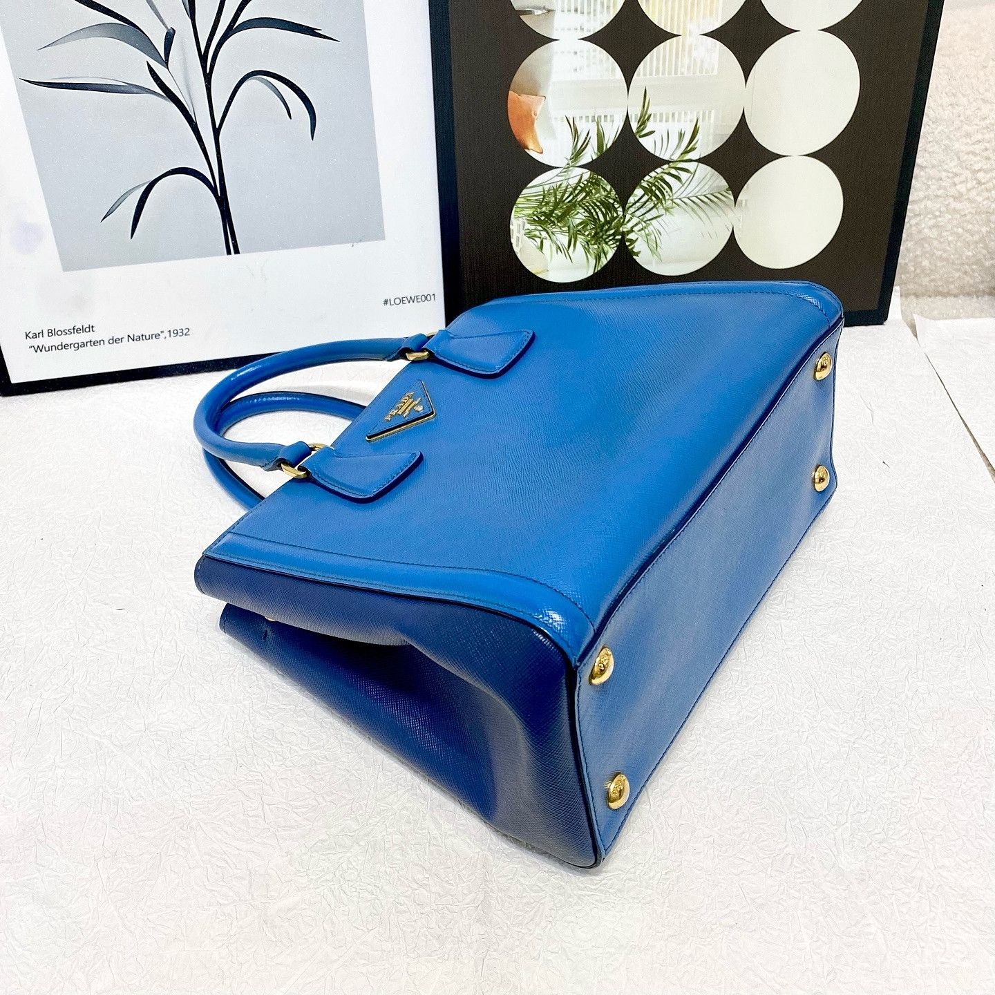 Prada Prada Saffiano Leather Handle Bag Blue ONE SIZE Size ONE SIZE - 4 Thumbnail