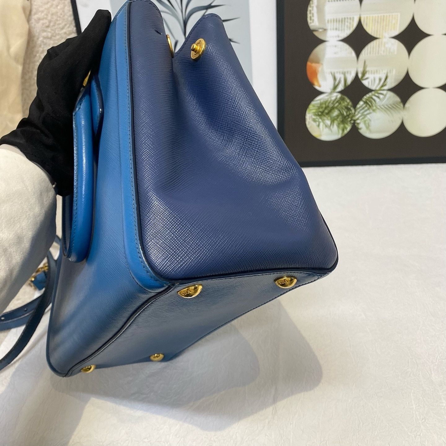 Prada Prada Saffiano Leather Handle Bag Blue ONE SIZE Size ONE SIZE - 16 Thumbnail