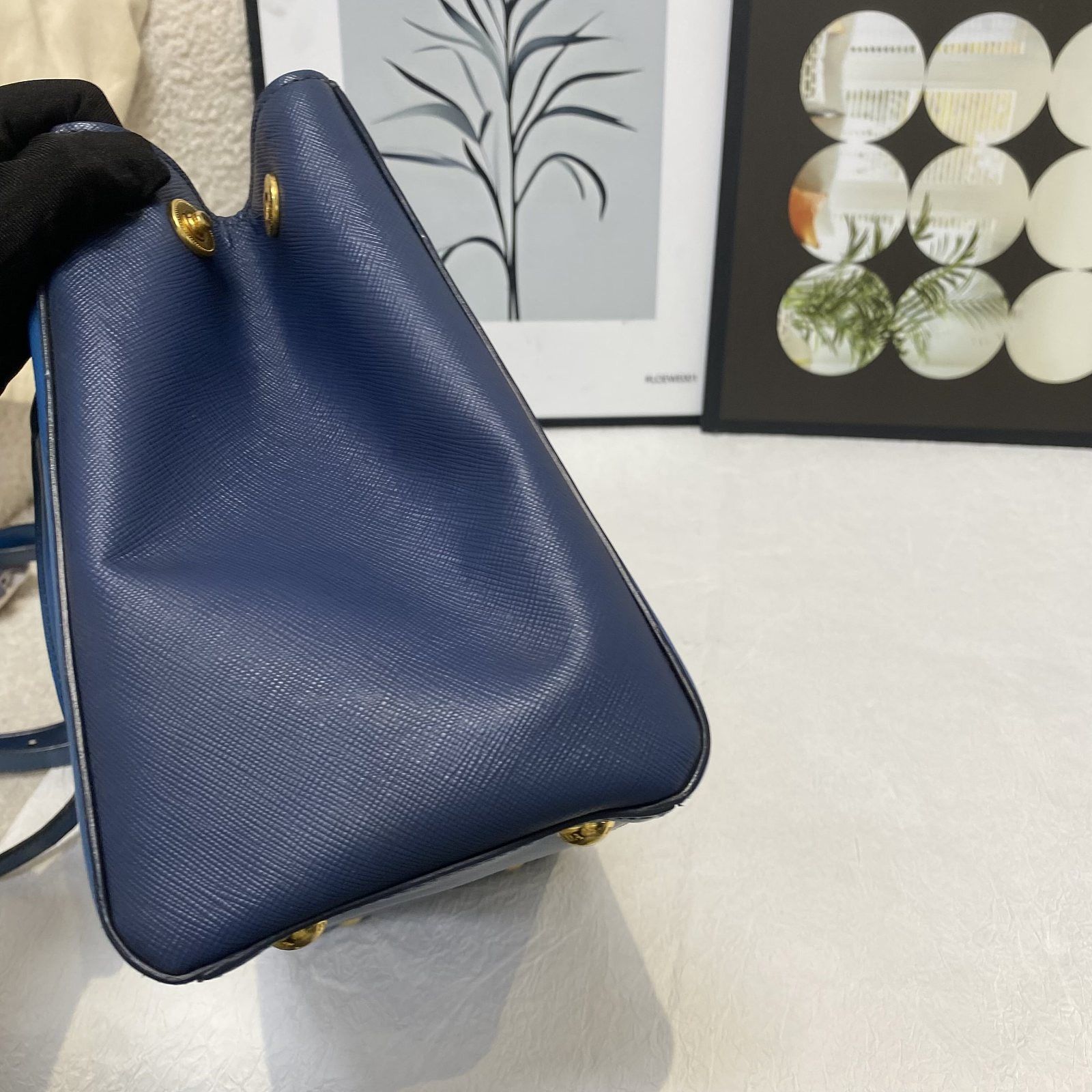 Prada Prada Saffiano Leather Handle Bag Blue ONE SIZE Size ONE SIZE - 13 Thumbnail