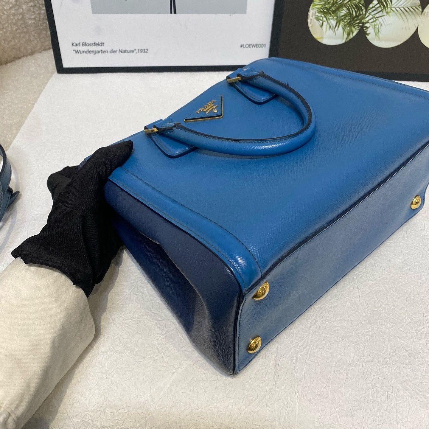 Prada Prada Saffiano Leather Handle Bag Blue ONE SIZE Size ONE SIZE - 10 Thumbnail