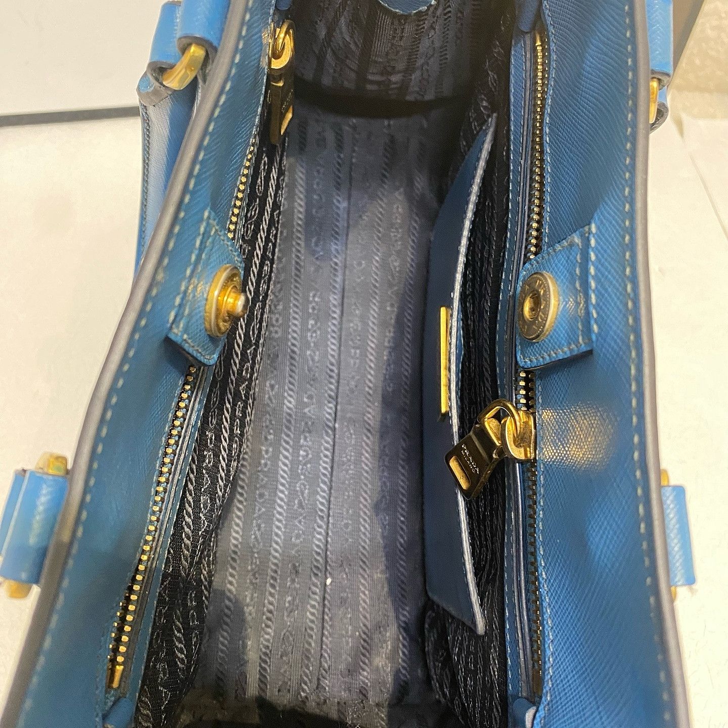 Prada Prada Saffiano Leather Handle Bag Blue ONE SIZE Size ONE SIZE - 7 Thumbnail