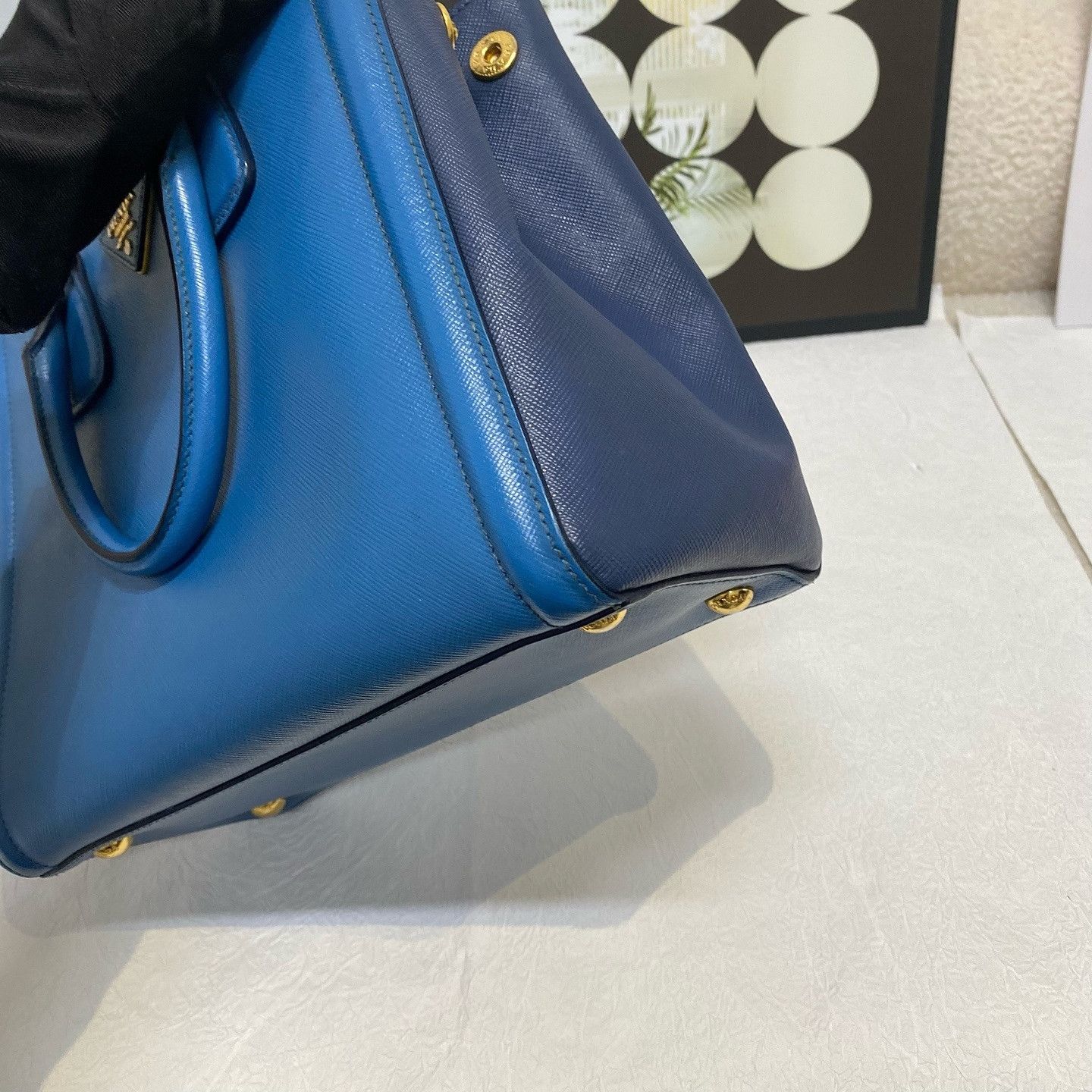 Prada Prada Saffiano Leather Handle Bag Blue ONE SIZE Size ONE SIZE - 12 Thumbnail