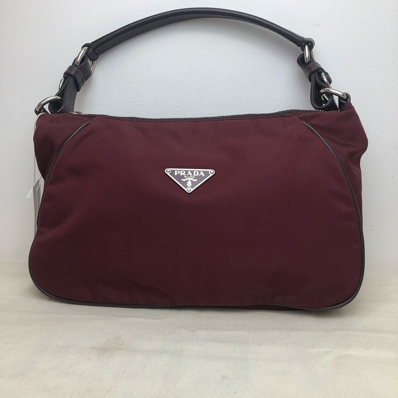 Prada Prada Burgundy Nylon Shoulder Bag Size ONE SIZE - 2 Thumbnail