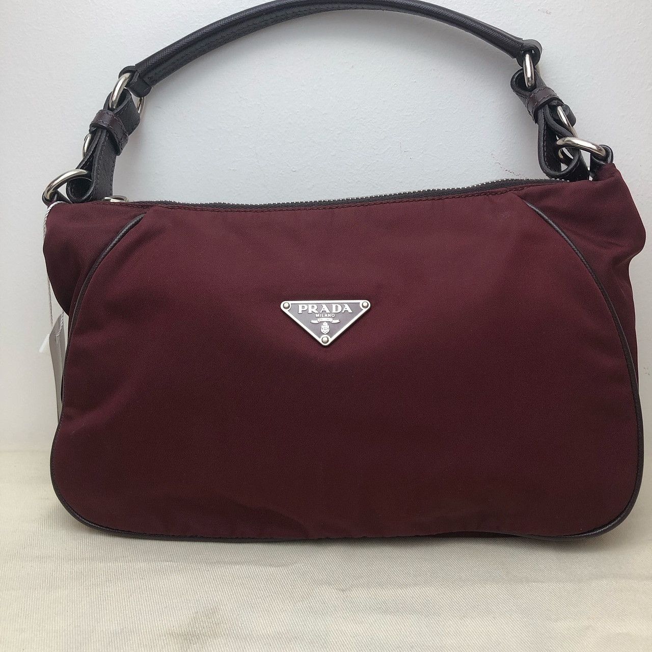 Prada Prada Burgundy Nylon Shoulder Bag Size ONE SIZE - 7 Thumbnail