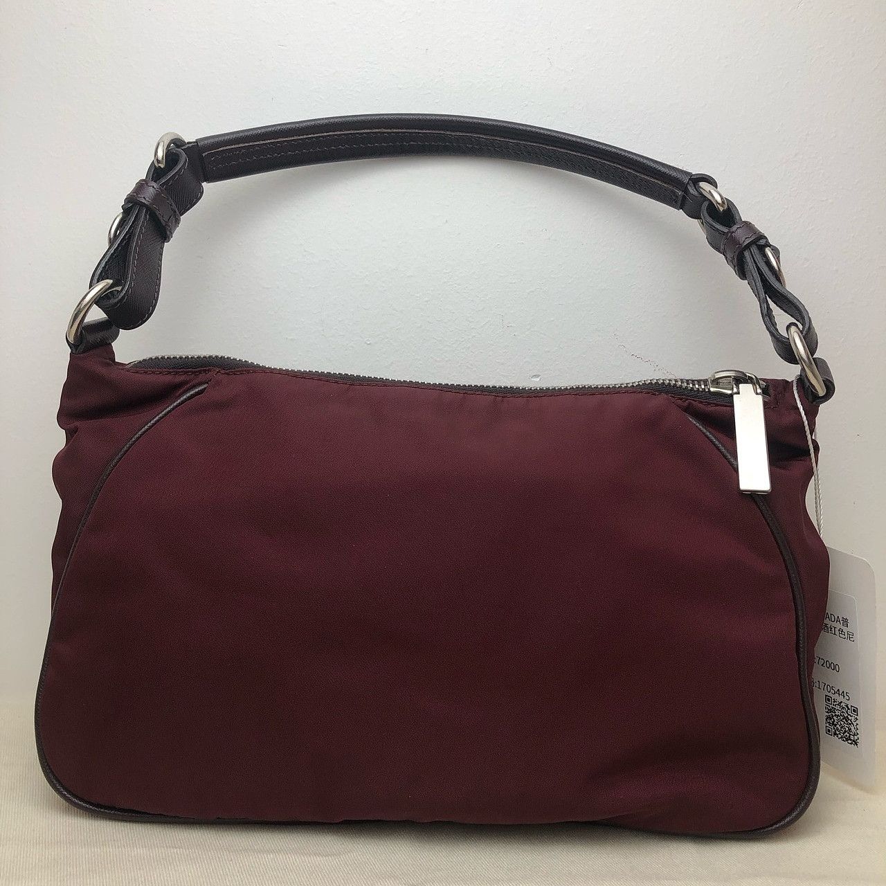 Prada Prada Burgundy Nylon Shoulder Bag Size ONE SIZE - 3 Thumbnail