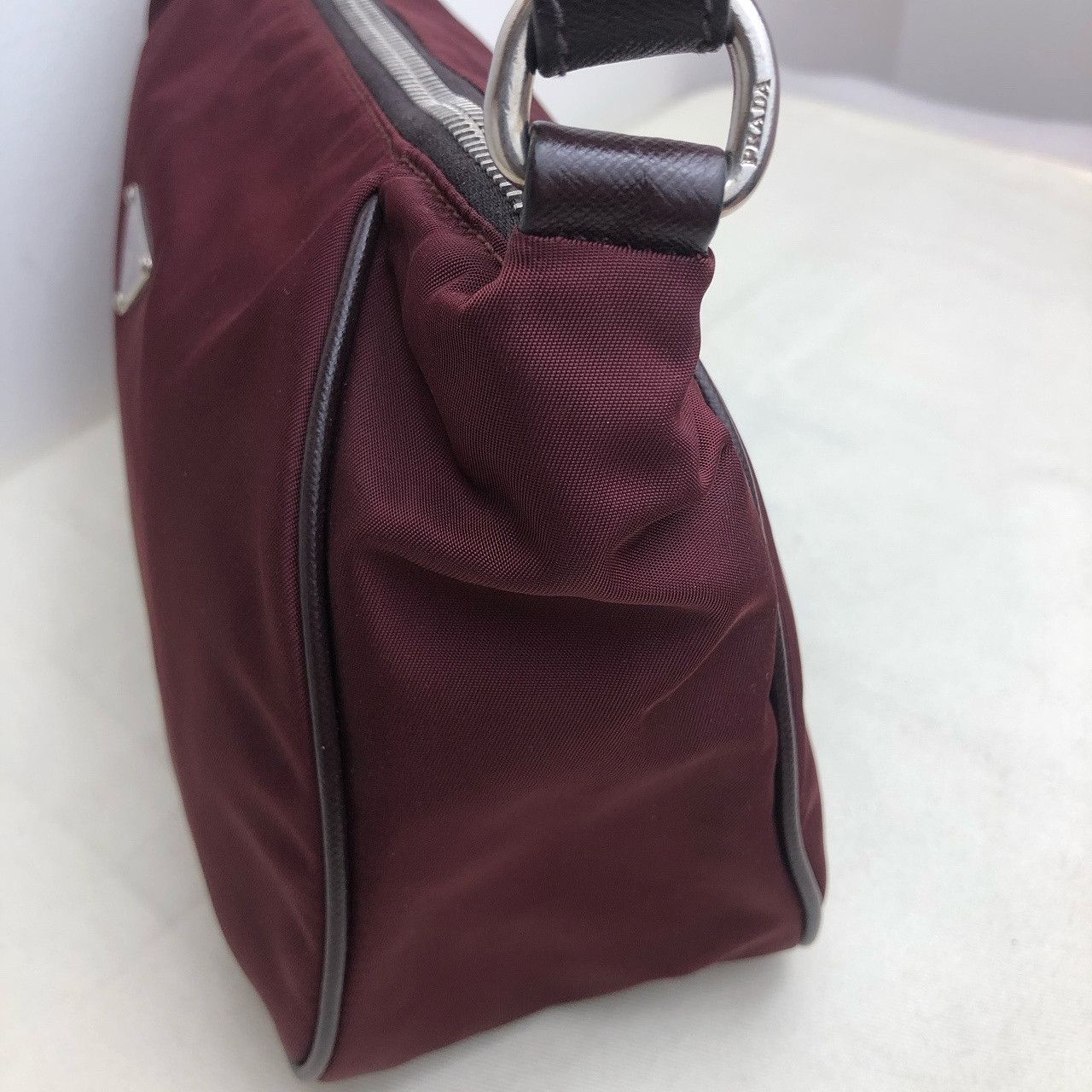 Prada Prada Burgundy Nylon Shoulder Bag Size ONE SIZE - 8 Thumbnail