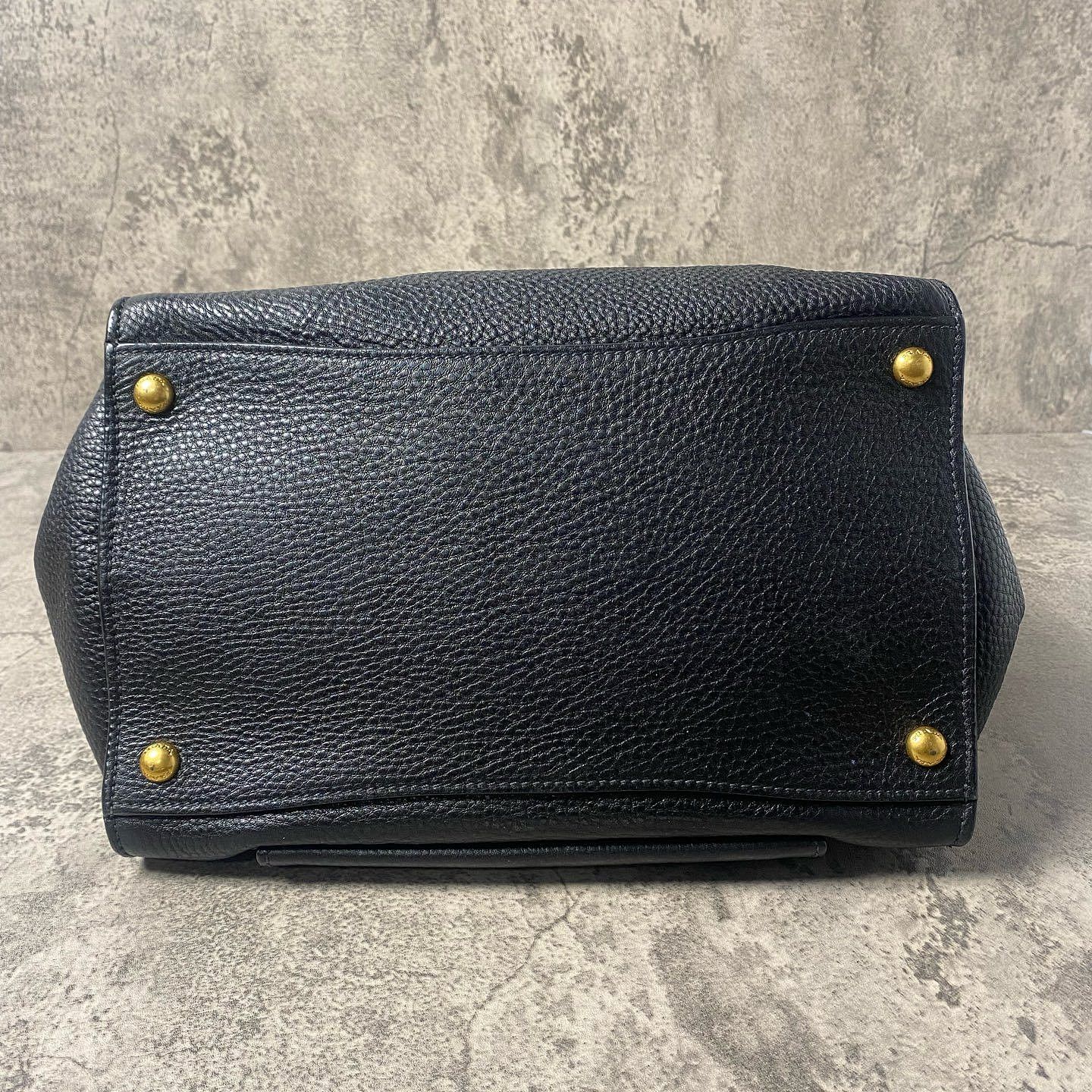 Prada Prada Black Pebbled Leather Handle Bag Size ONE SIZE - 4 Thumbnail
