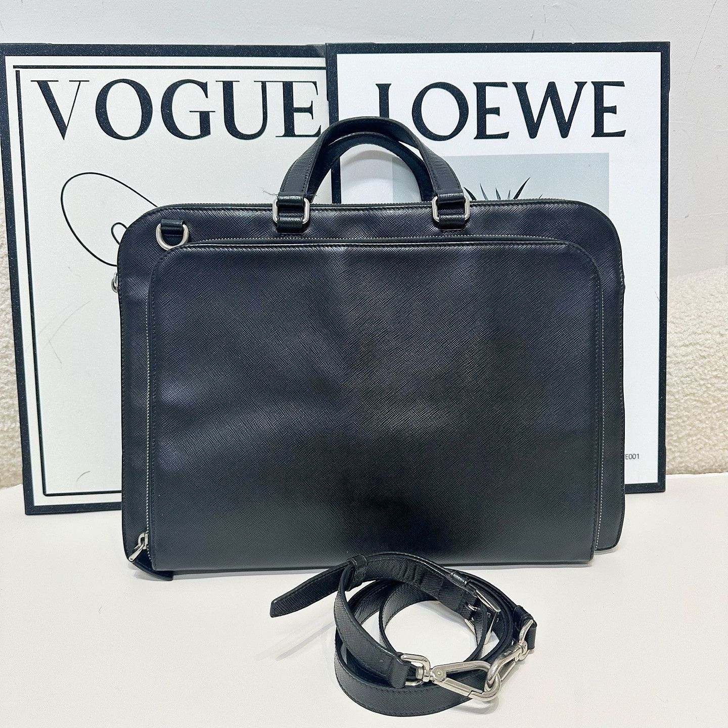 Prada Prada Saffiano Leather Briefcase Size ONE SIZE - 3 Thumbnail