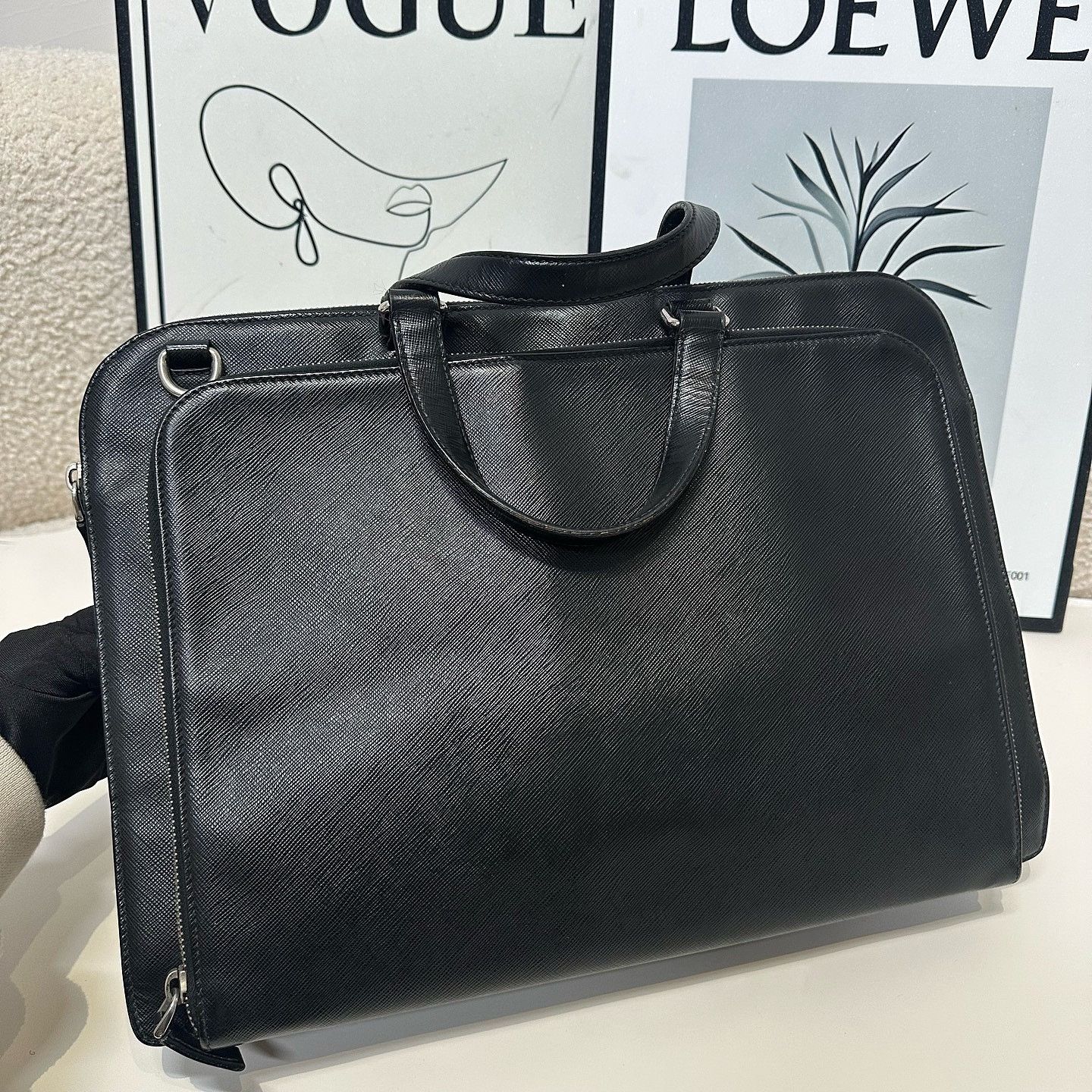 Prada Prada Saffiano Leather Briefcase Size ONE SIZE - 12 Thumbnail
