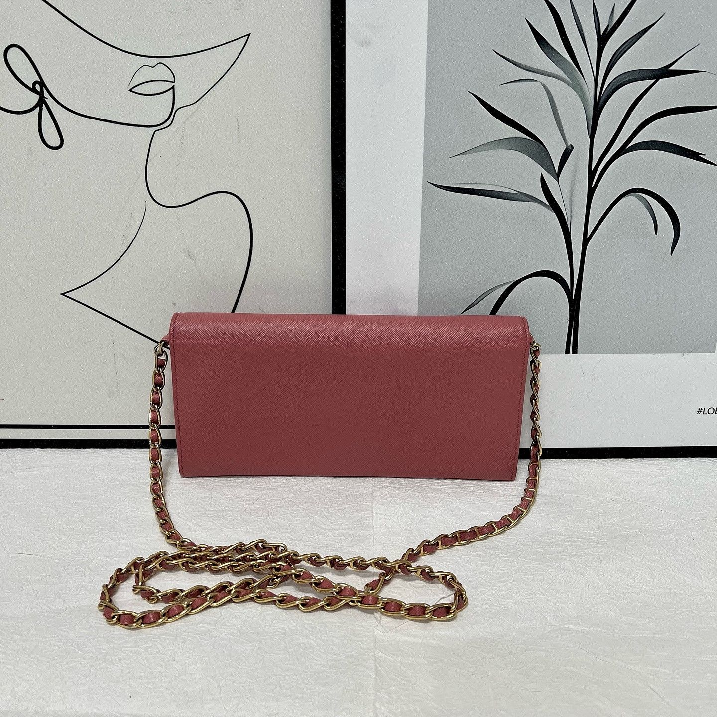 Prada Prada Saffiano Leather Chain Wallet One Size Size ONE SIZE - 3 Thumbnail