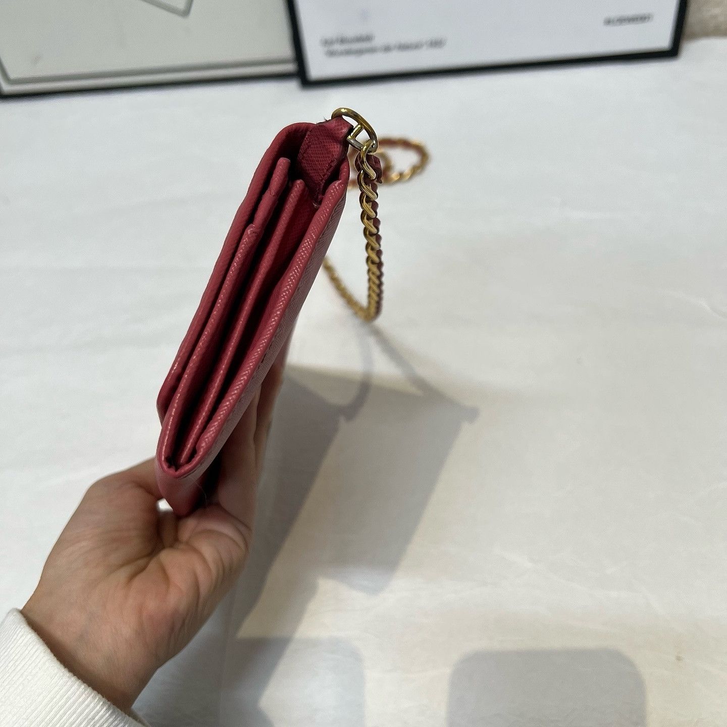 Prada Prada Saffiano Leather Chain Wallet One Size Size ONE SIZE - 14 Thumbnail