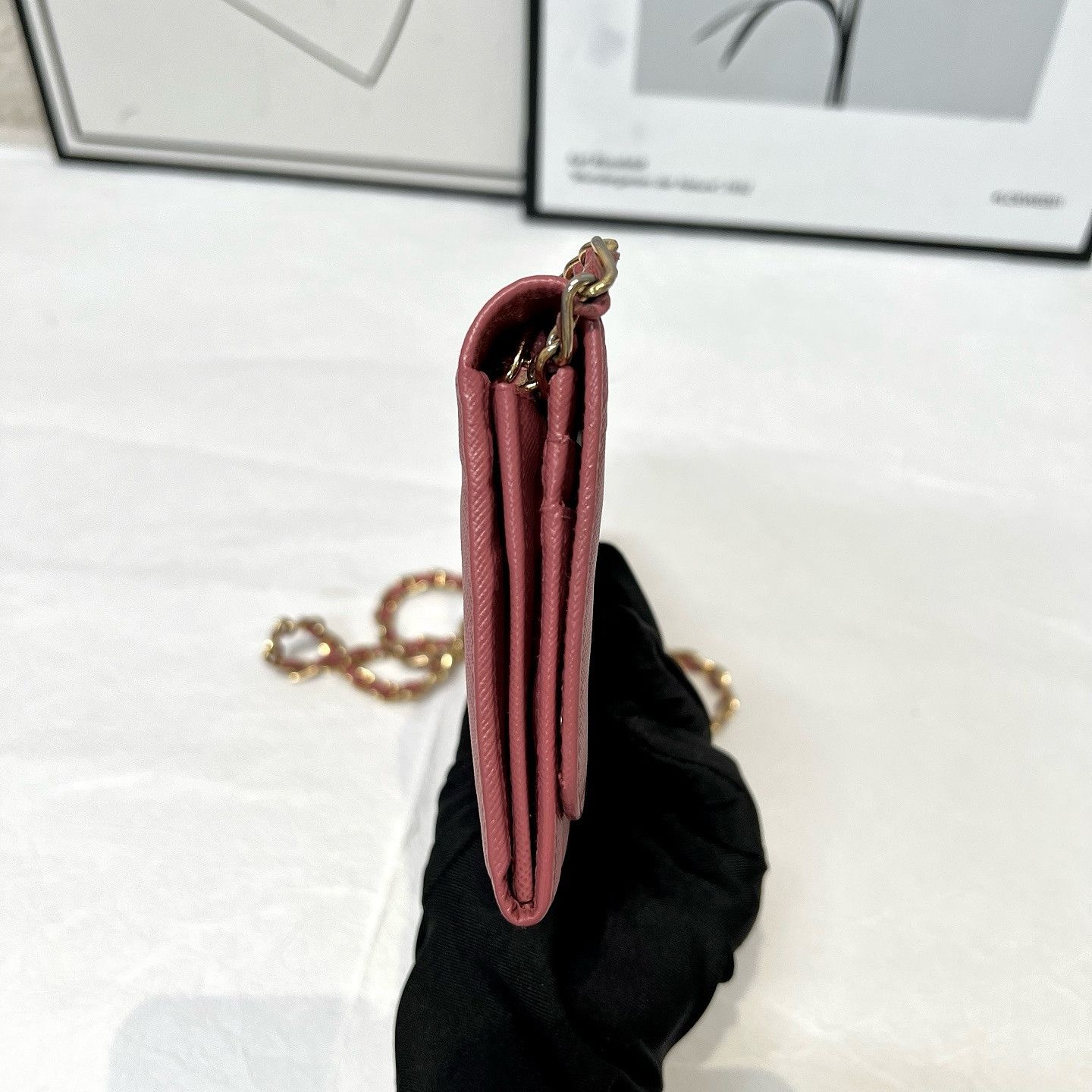 Prada Prada Saffiano Leather Chain Wallet One Size Size ONE SIZE - 7 Thumbnail