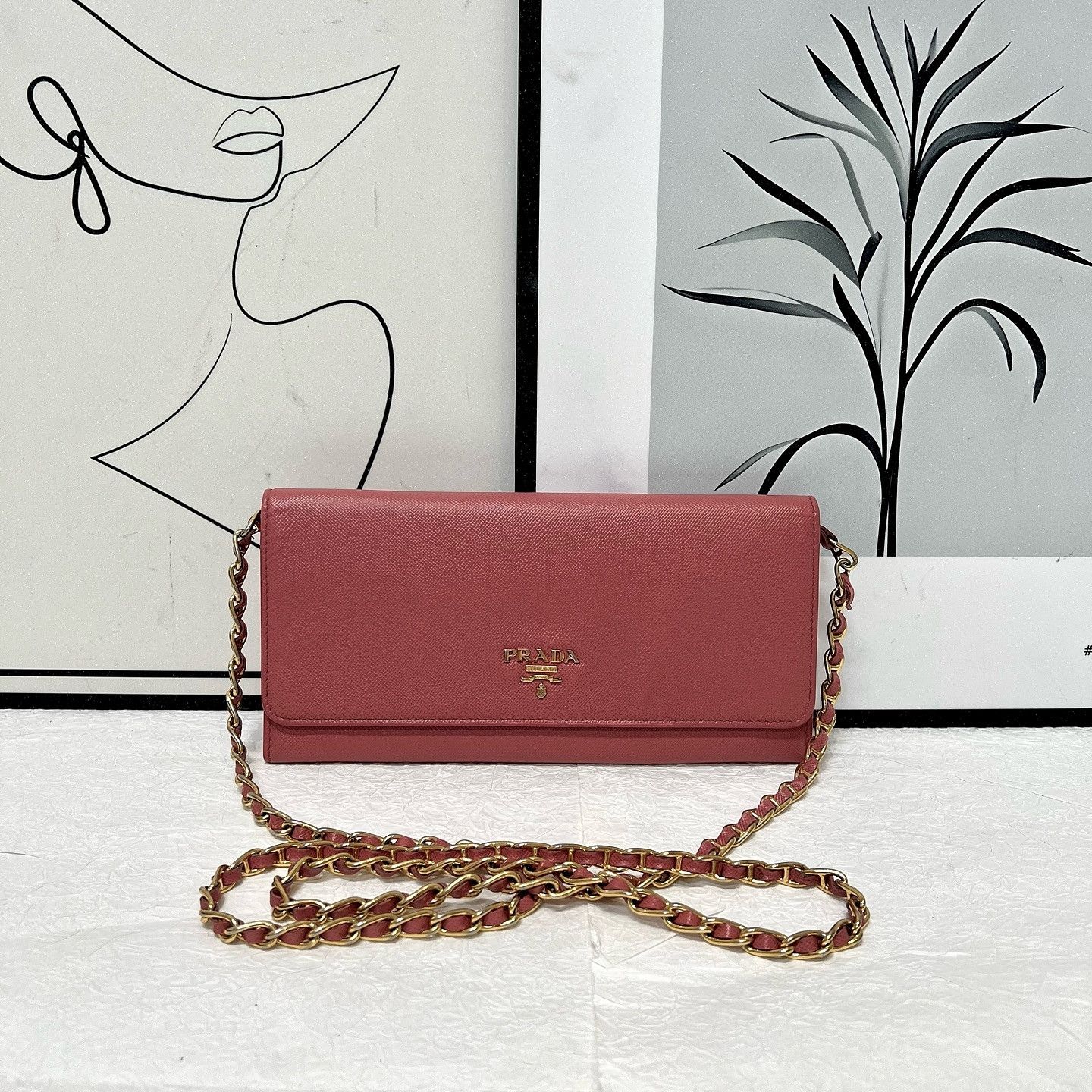 Prada Prada Saffiano Leather Chain Wallet One Size Size ONE SIZE - 2 Thumbnail