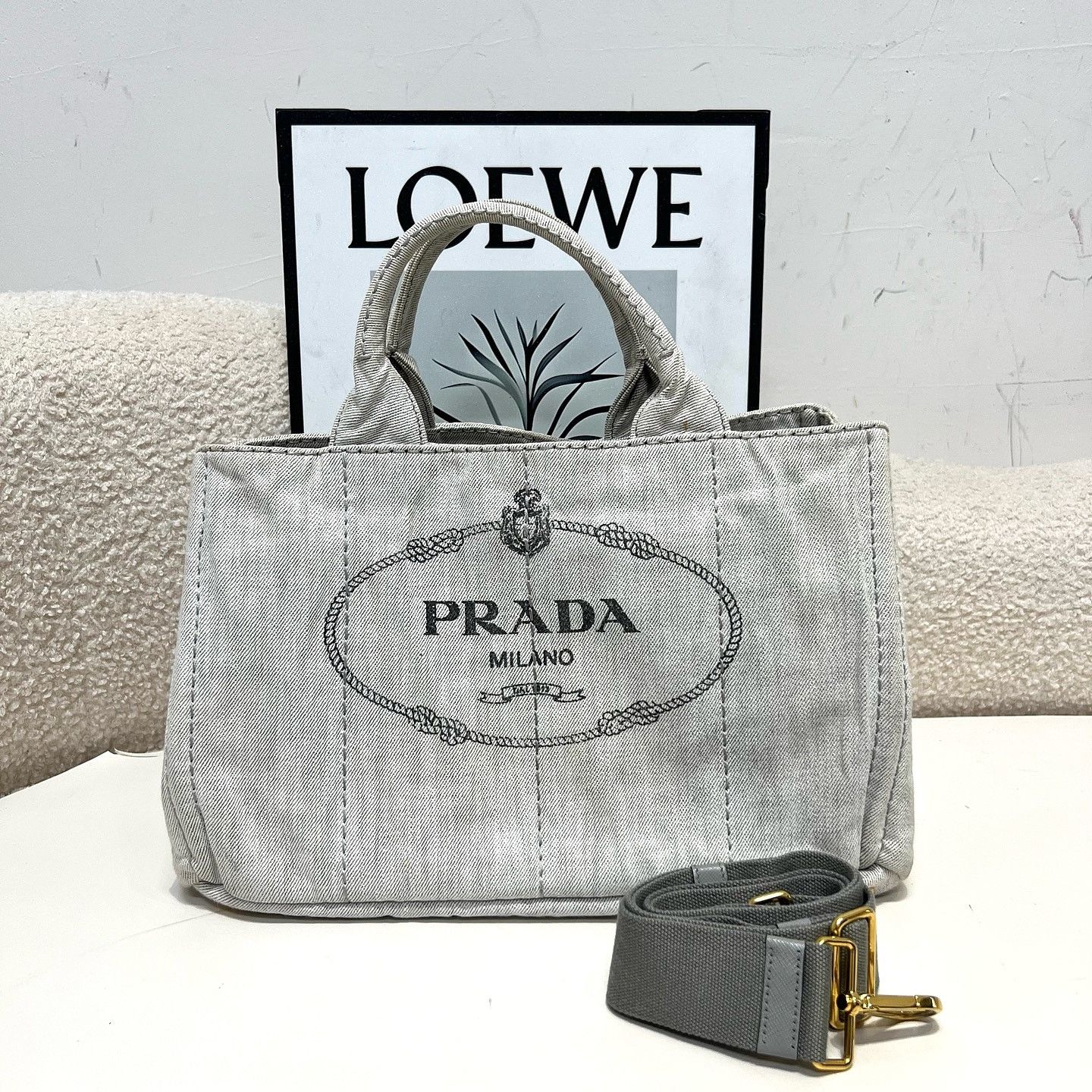 Prada Prada Canapa Logo Canvas Tote Bag Size ONE SIZE - 2 Thumbnail