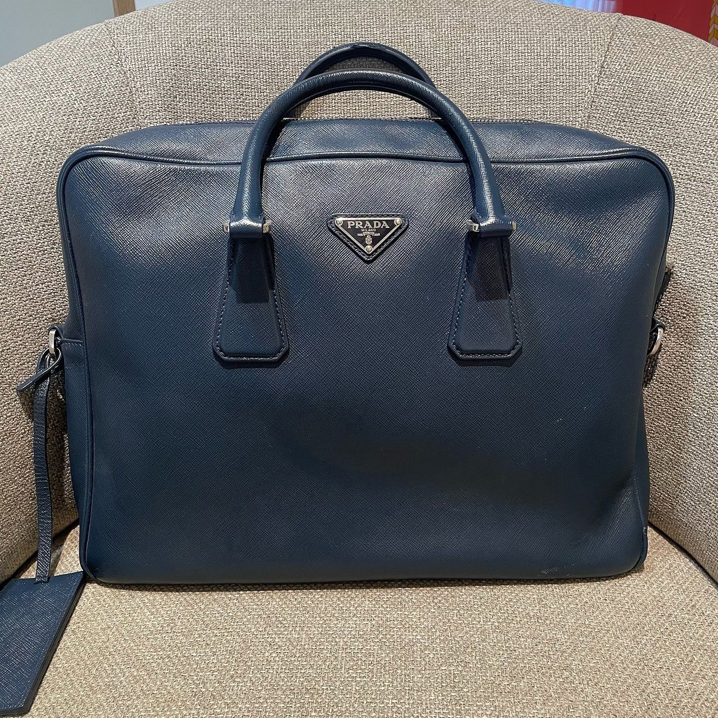 Prada Prada Saffiano Leather Briefcase Size ONE SIZE - 2 Thumbnail