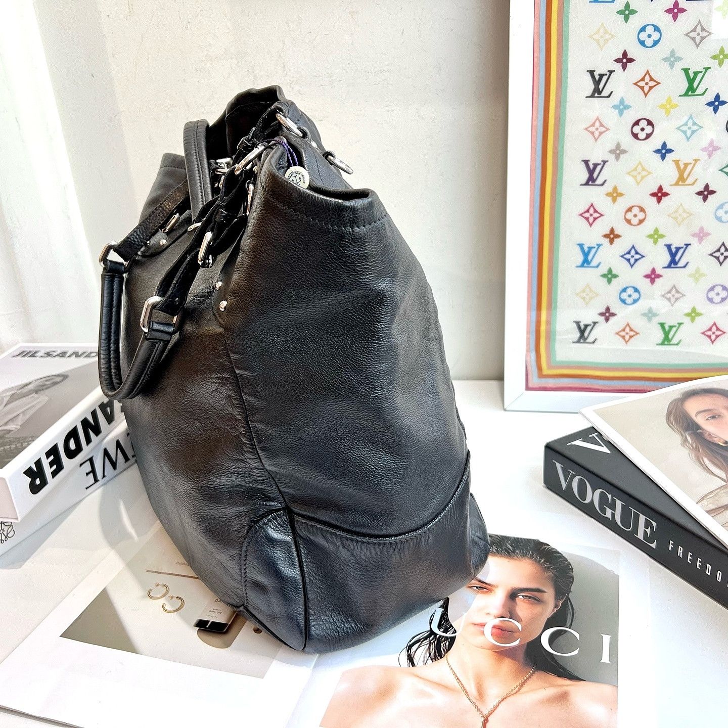 Prada PRADA Black Leather Tote Bag Size ONE SIZE - 6 Thumbnail
