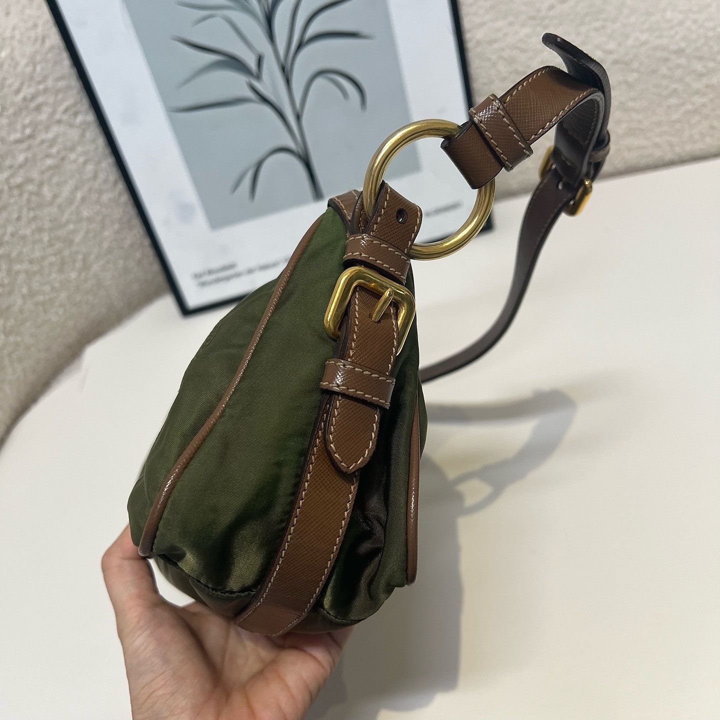 Prada Prada Nylon Shoulder Bag Green Size ONE SIZE - 10 Thumbnail